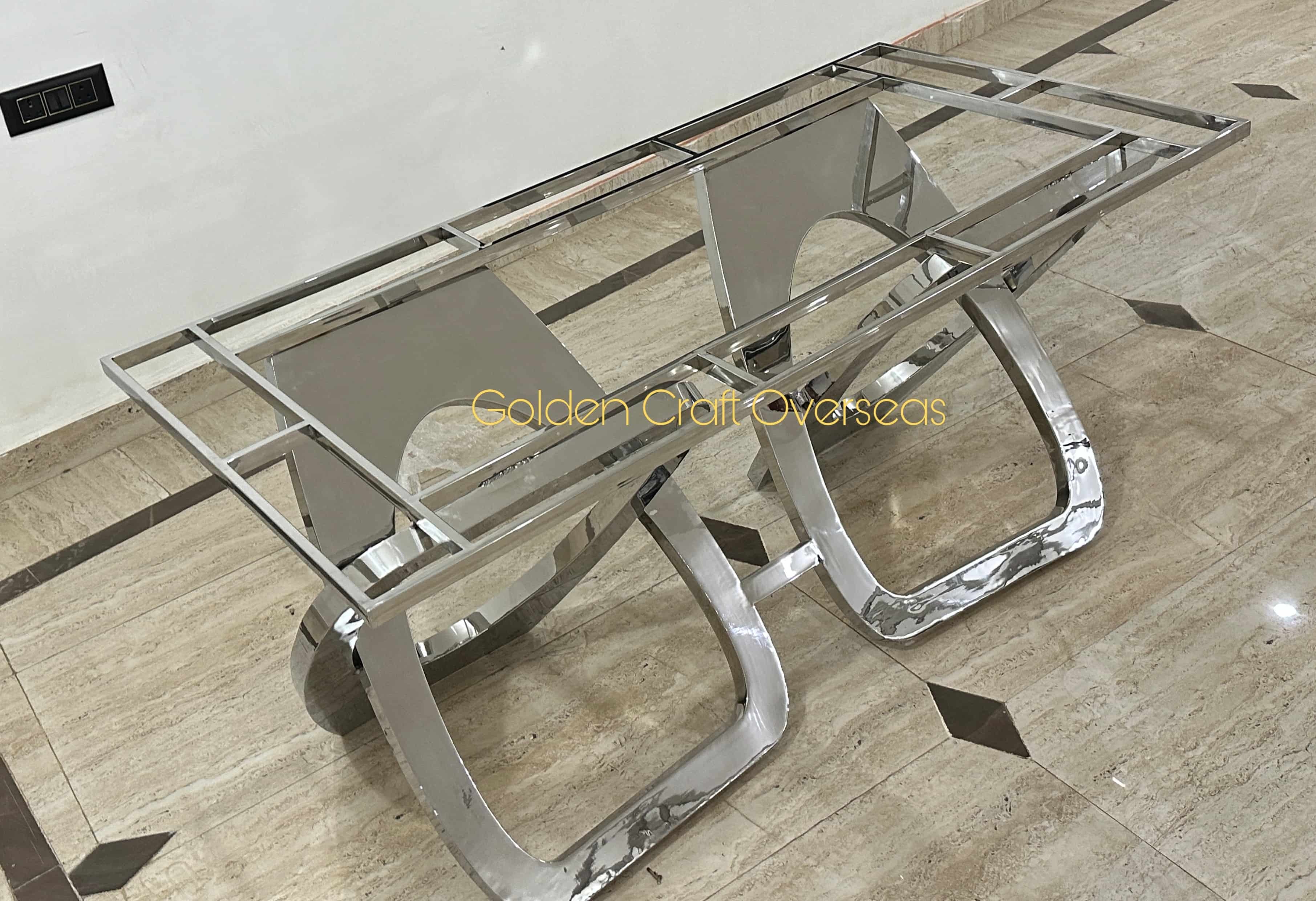 Natural Finish Dining Frame - Stainless Steel, 62x32x30 Inches | Antique Design, Hassle-free Use, Customizable Dã©cor