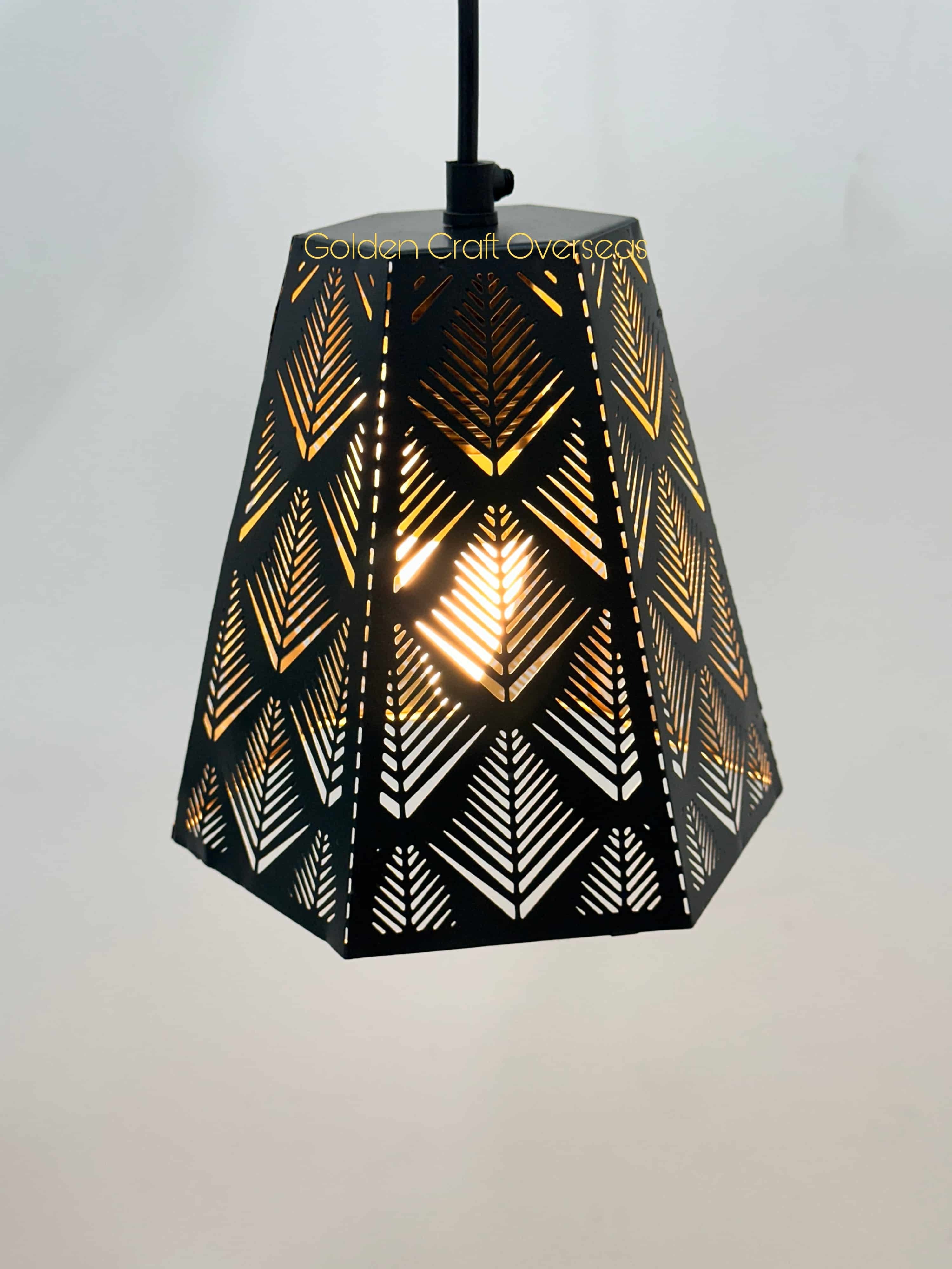 Moroccan Hanging Light - Handcrafted Metalwork, 6x6x8 Inches, Black | Incandescent Light Source, Colourful Stained Glass, Geometric Patterns
