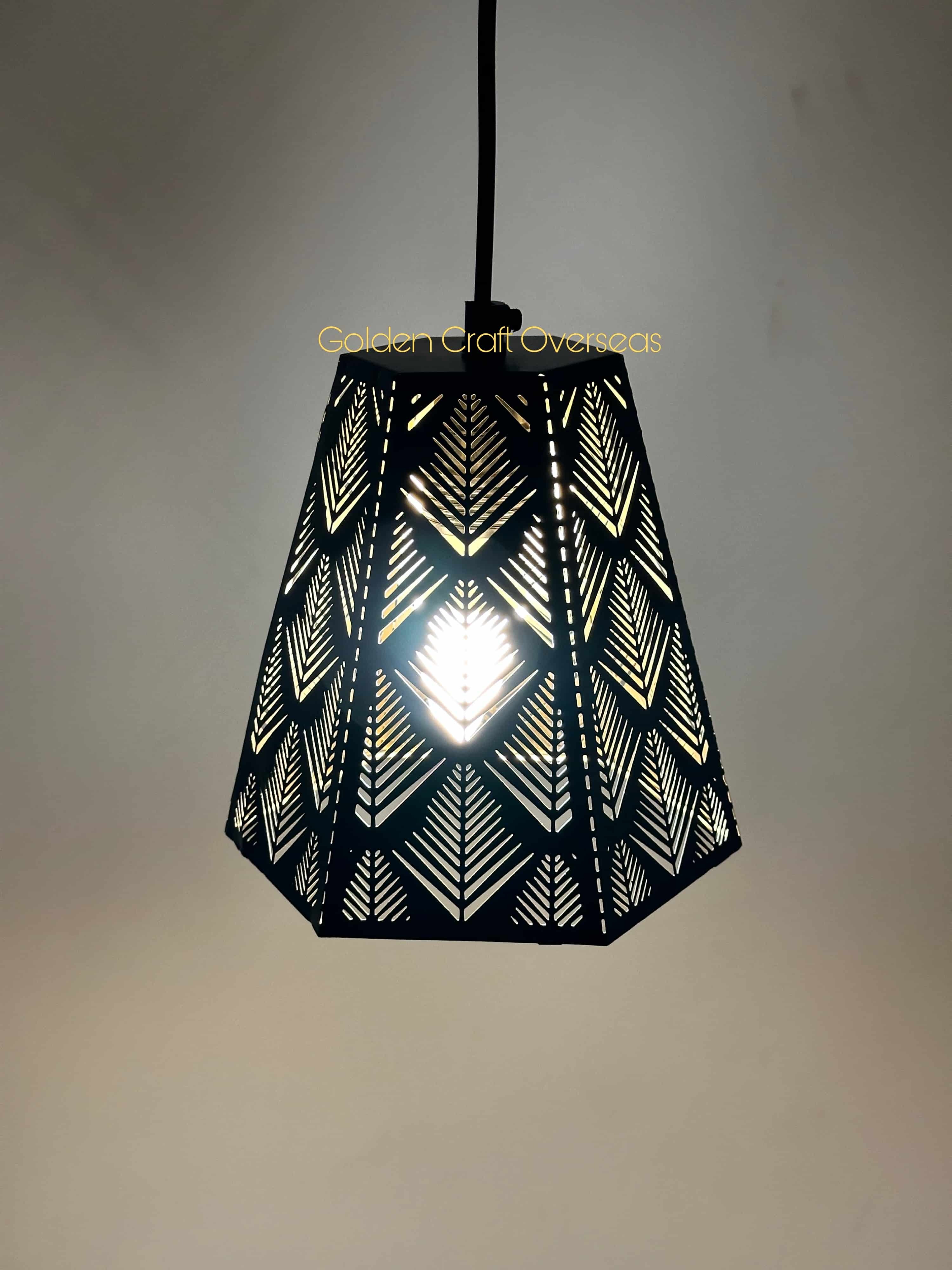 Moroccan Hanging Light - Handcrafted Metalwork, 6x6x8 Inches, Black | Incandescent Light Source, Colourful Stained Glass, Geometric Patterns
