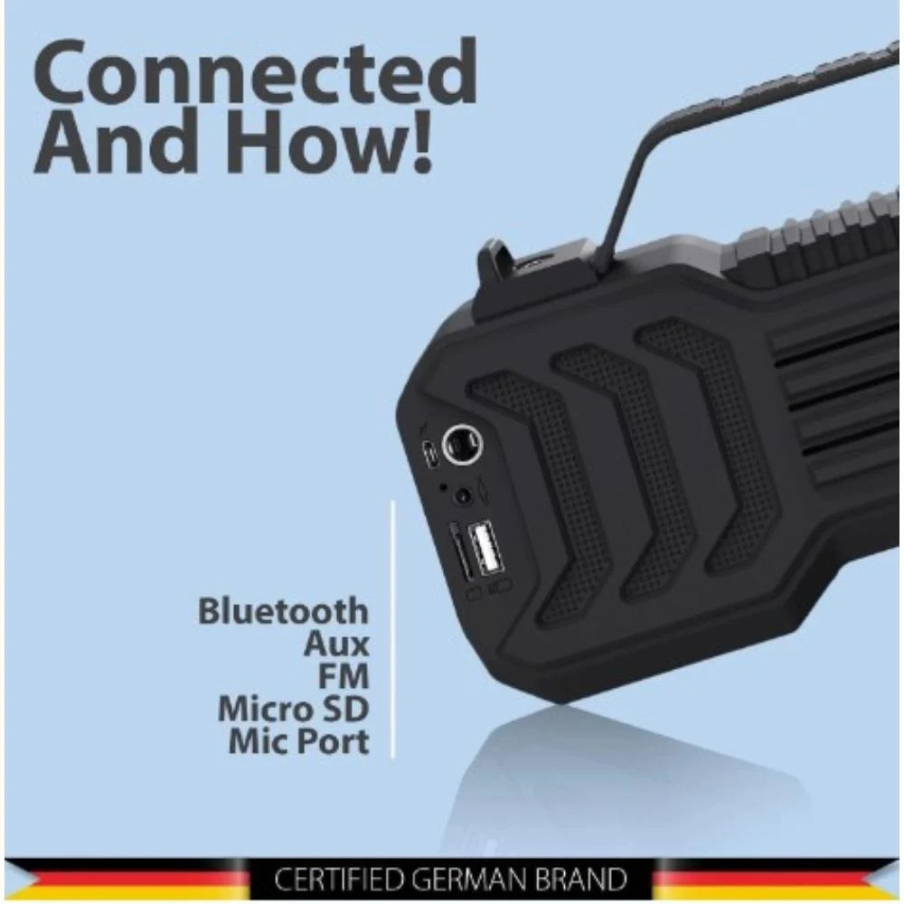 Black Blaupunkt Atomik Wireless Bluetooth Speaker (Bk) - 1500mah Battery, 20w Power Output | 12h Playtime, Tws Technology, Karaoke Ready, 30ft Range
