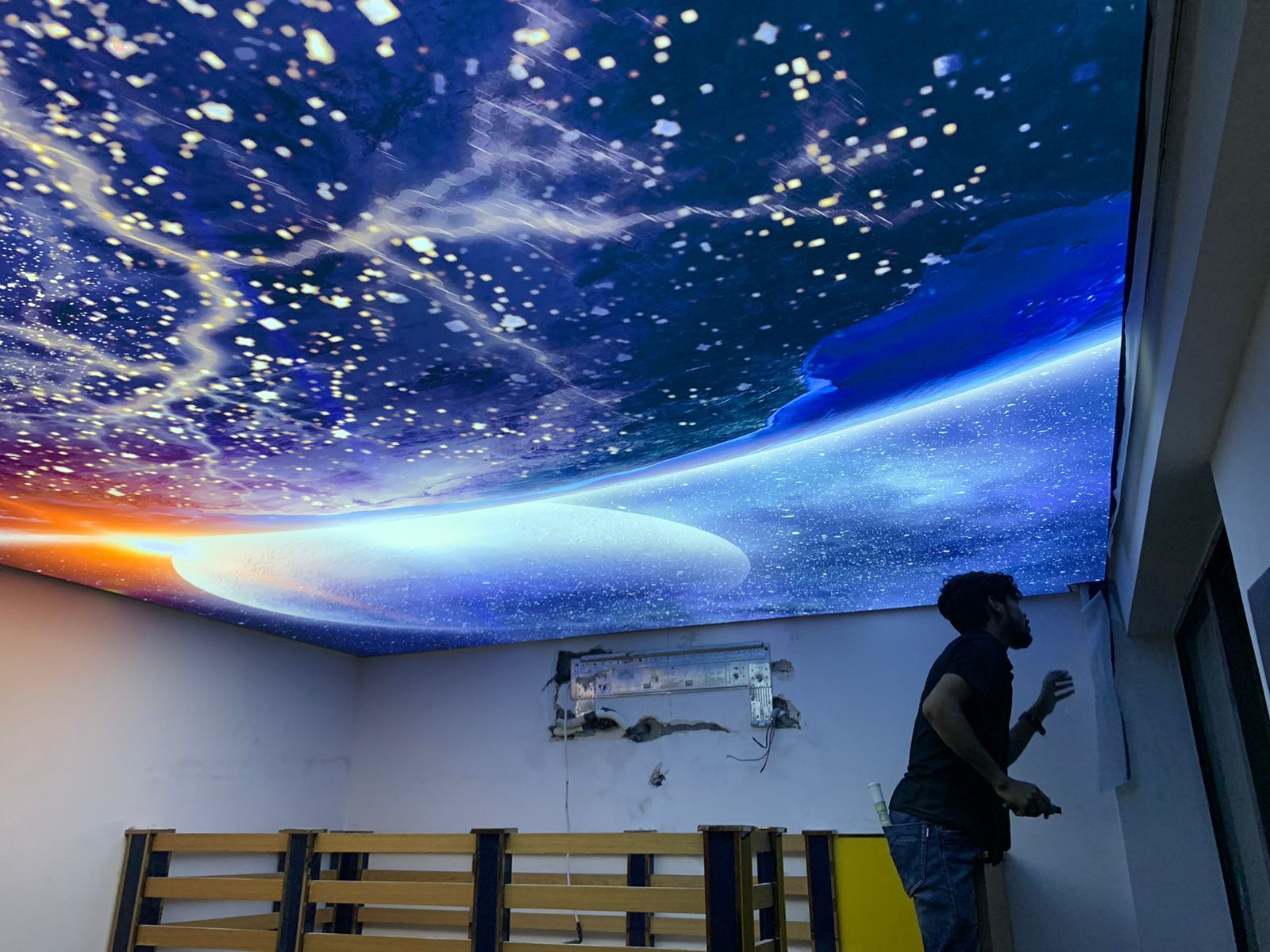 Space Stretch Ceiling - .18mm Thickness Any Size & Shape | Customizable Cosmic Patterns For Immersive Interiors