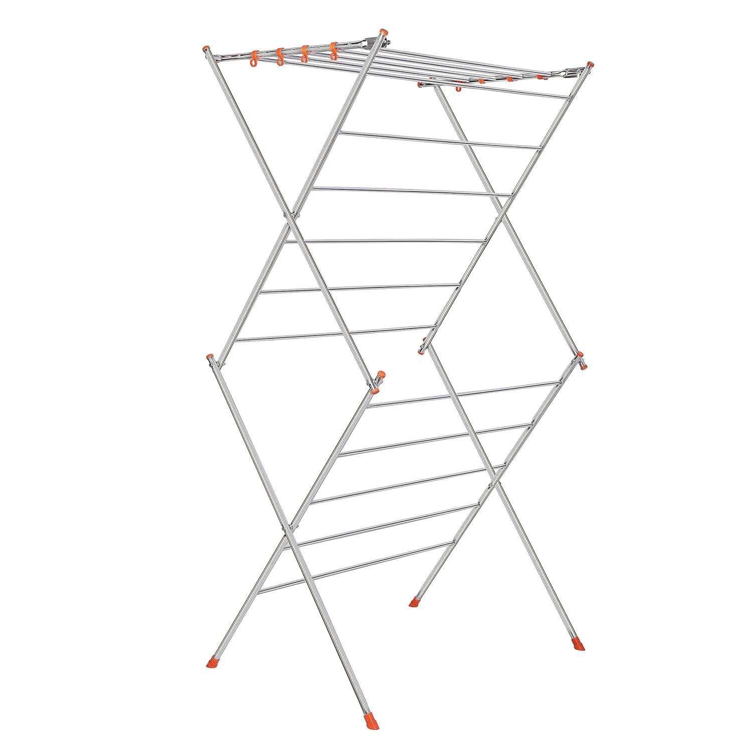 Cloth Drying Stand - Heavy Duty Stainless Steel, 43 Feet Drying Space With 16 Rods, Foldable Design For Home Use