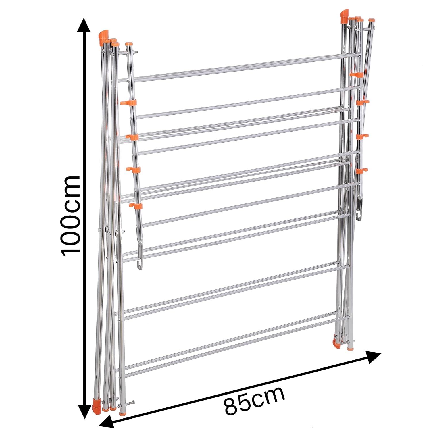 Cloth Drying Stand - Heavy Duty Stainless Steel, 43 Feet Drying Space With 16 Rods, Foldable Design For Home Use