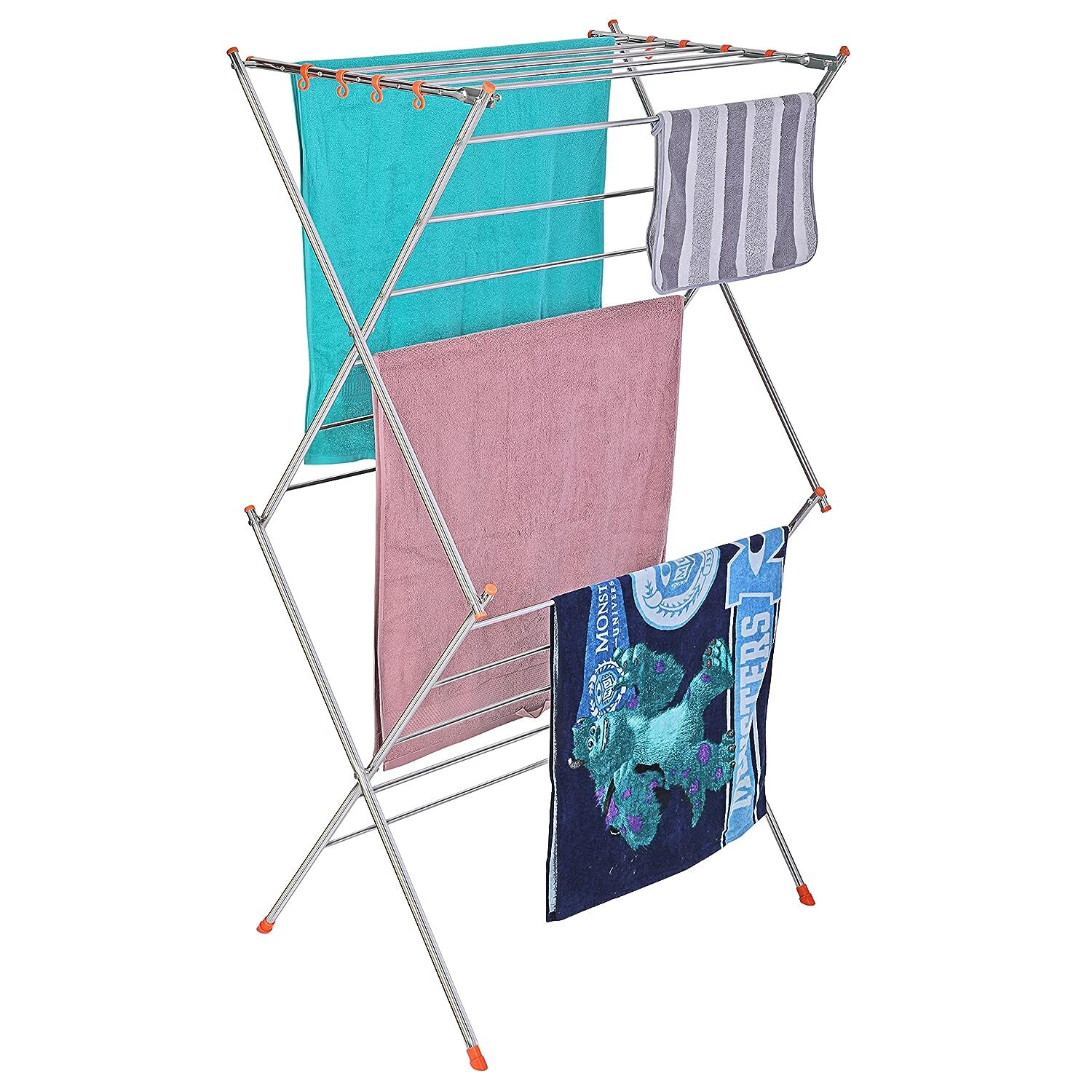 Cloth Drying Stand - Heavy Duty Stainless Steel, 43 Feet Drying Space With 16 Rods, Foldable Design For Home Use