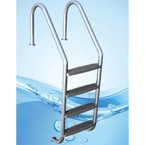 SS Swimming Pool Ladder - Stainless Steel, Curved Design for Above-Ground Pools | Rust-Resistant, Sleek Silver Finish with Warranty