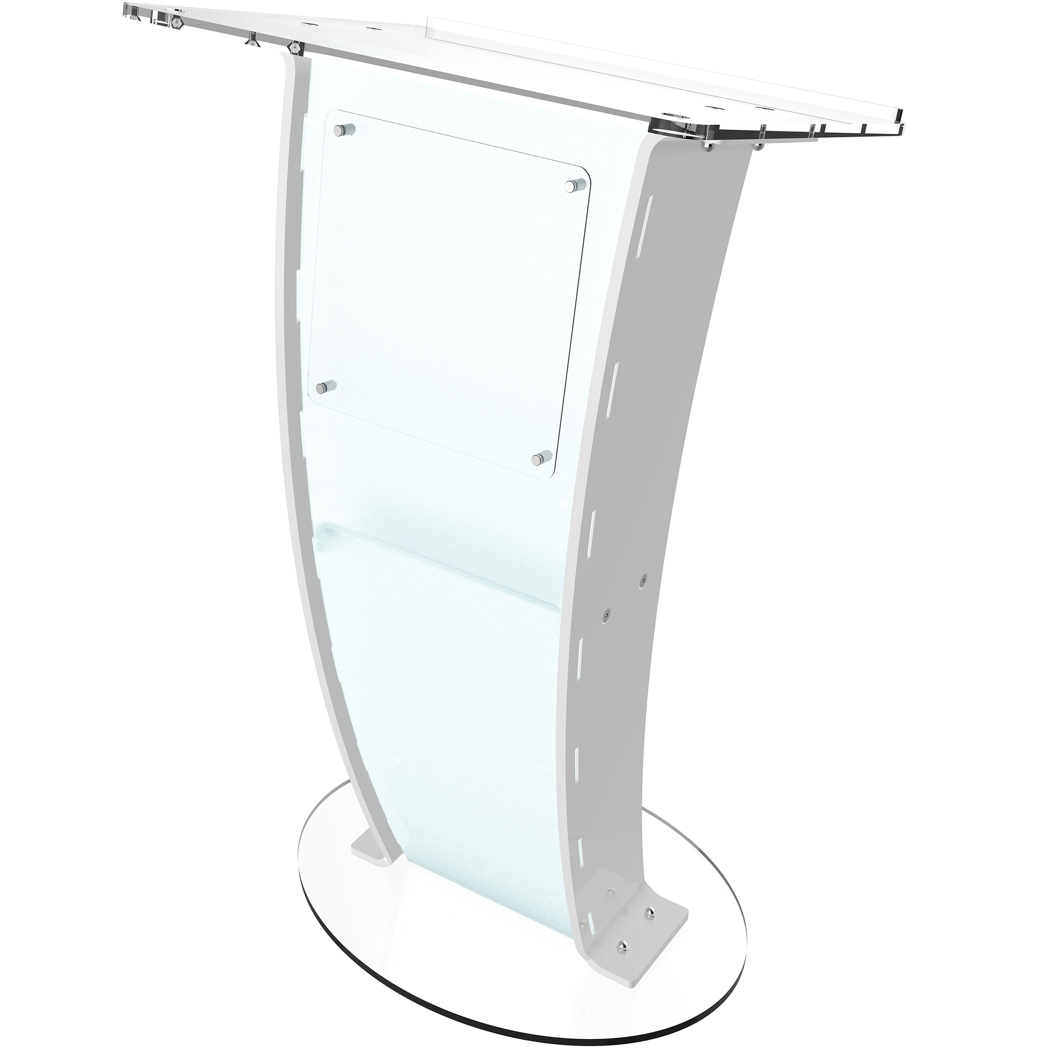 Corporate Acrylic Podium Frosted Look Front Panel With Black Side Pillars - Artwork: Machine Made