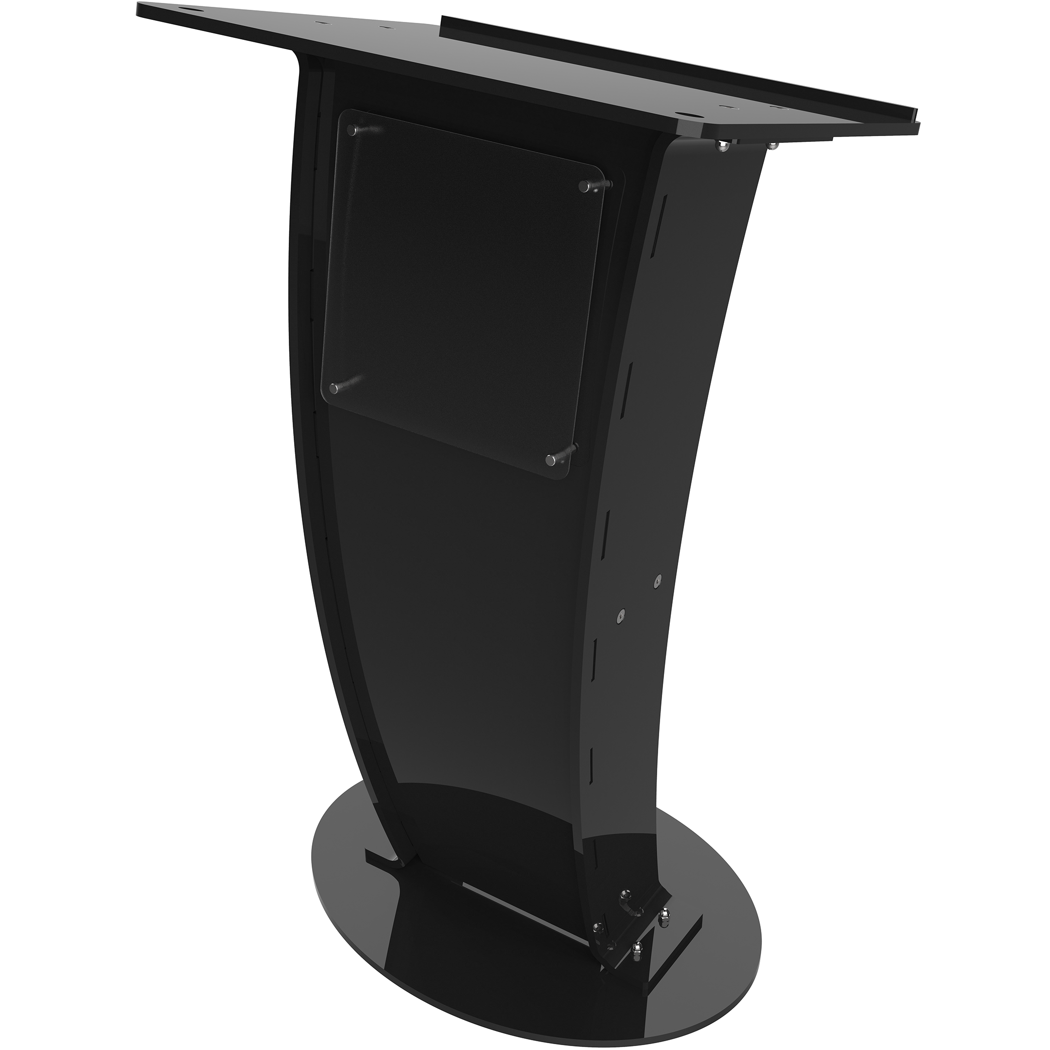 Corporate Acrylic Podium Frosted Look Front Panel With Black Side Pillars - Artwork: Machine Made