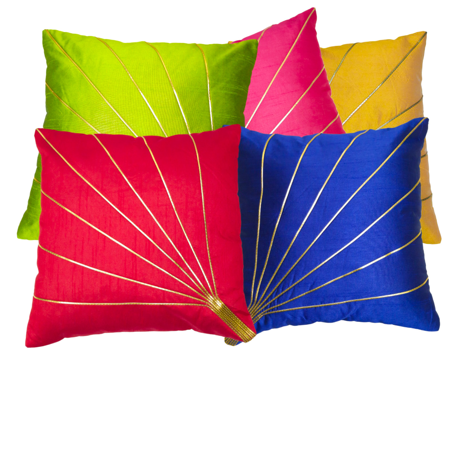 Multi Coloured Silk Cushion Covers, Set Of 5 | Elegant 16x16 Inch (40x40cm) Square Pillow Cases For Sofas, Beds, And Chair (Multicolour) - Material: 100% Polyester