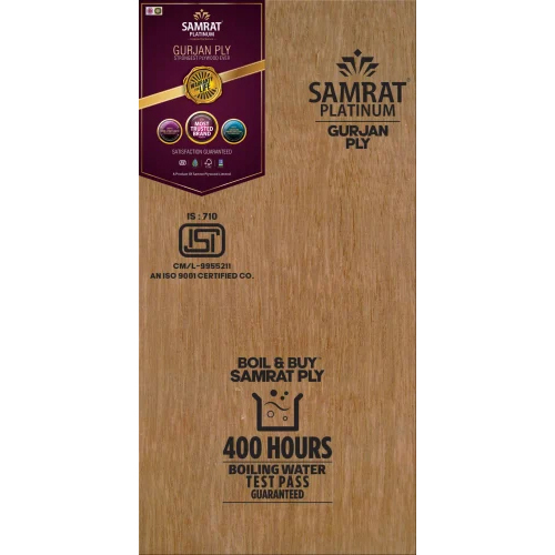 Samrat Platinum Gurjan Plywood - Gurjan Wood, 8x4 Feet, 3/4 Inch Thickness | Anti-Acid, Durable for Outdoor Furniture & Flooring