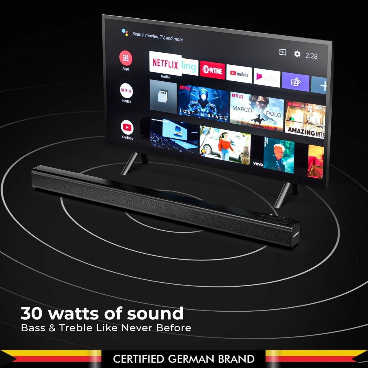 Blaupunkt Sba30 Wireless Standalone Bluetooth Sound Bar 30w