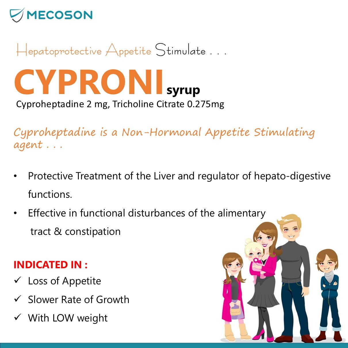 Cyproheptadine Tricholine Citrate Syrup - 2 Mg Cyproheptadine, 0.275 Mg Tricholine Citrate | Induces Hunger, Aids Weight Gain, 18 Months Shelf Life, Sorbitol Flavor