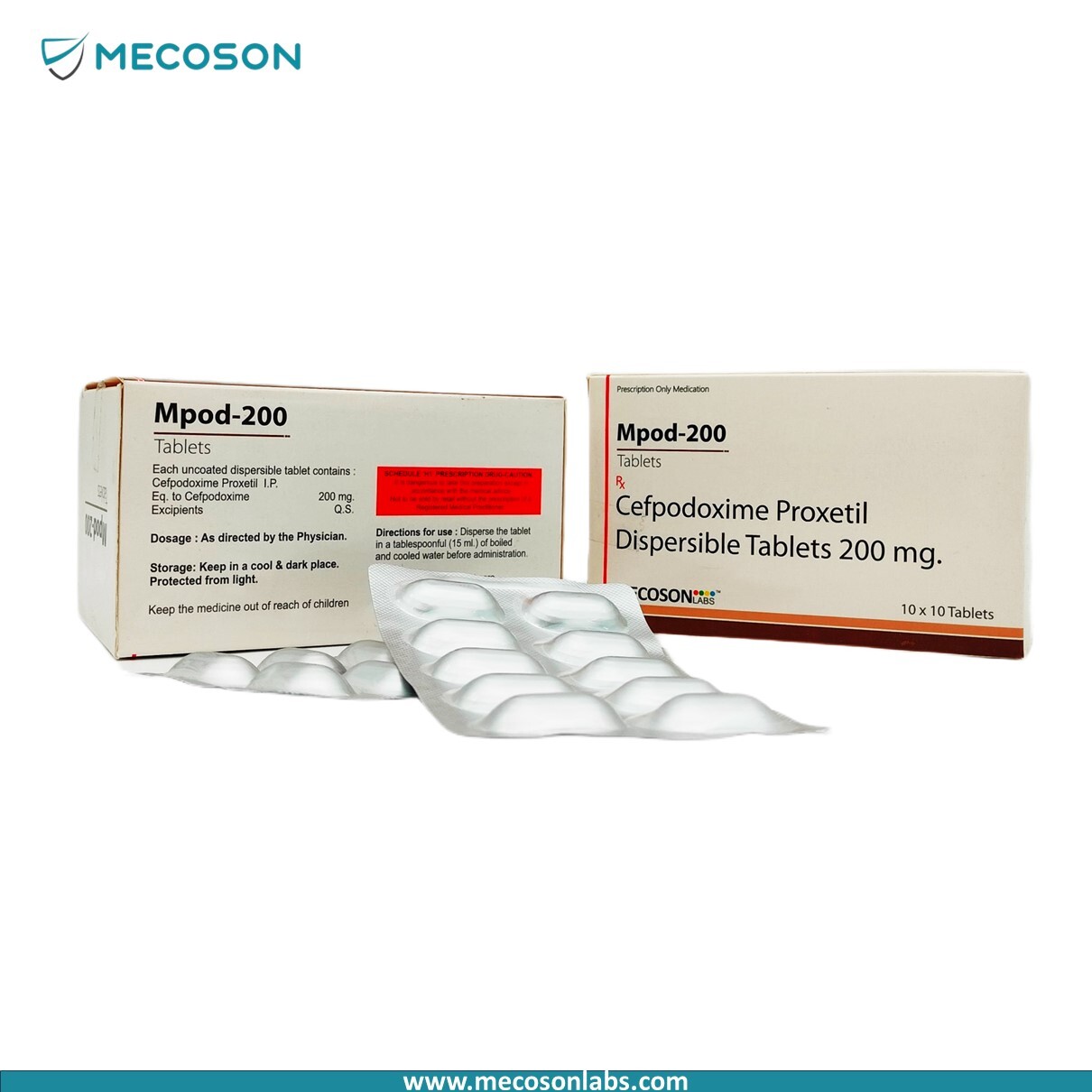 Cefpodoxime Tablet - 200mg, Anti-bacterial Treatment For Bacterial Infections | 10x10 Tablet Packaging, A Grade Pharmaceutical Quality