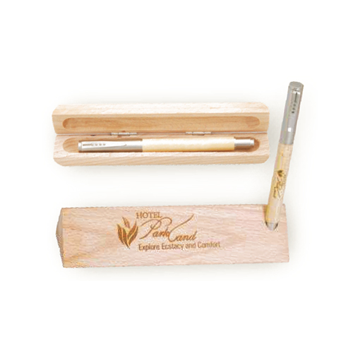 PI 23-402 Wooden Pen Set - Wooden Material, Compact Size, Brown Color | Ideal for Writing, Easy to Carry, Perfect Gift for Professionals and Students