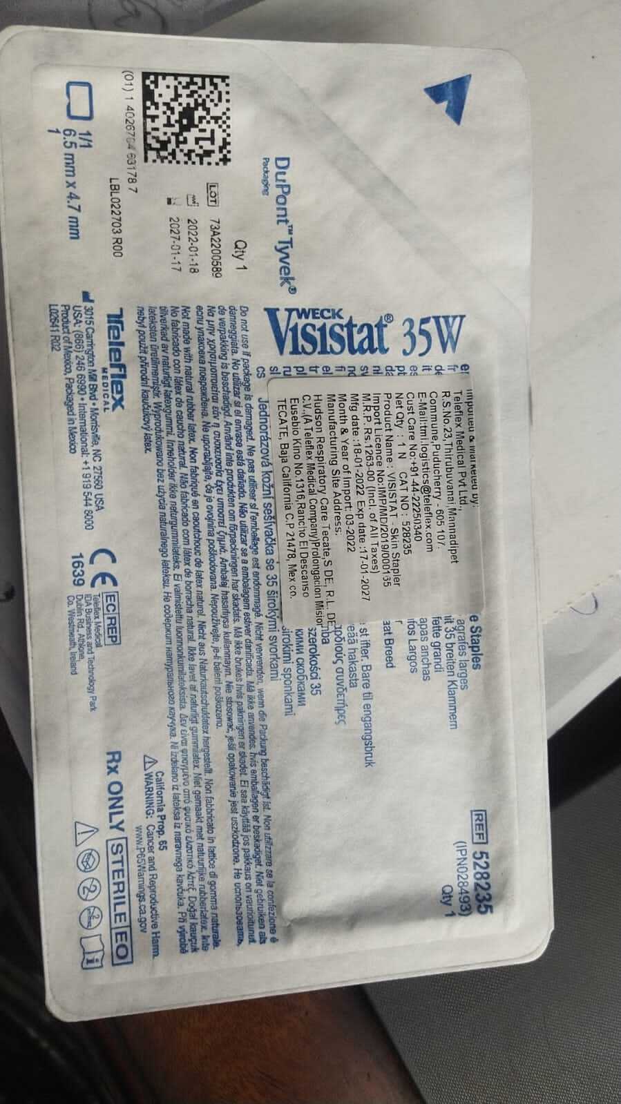 Weck Vistat Skin Stapler - Lightweight Manual Design | Portable, New Condition, No Batteries Required, Secure Wound Closure