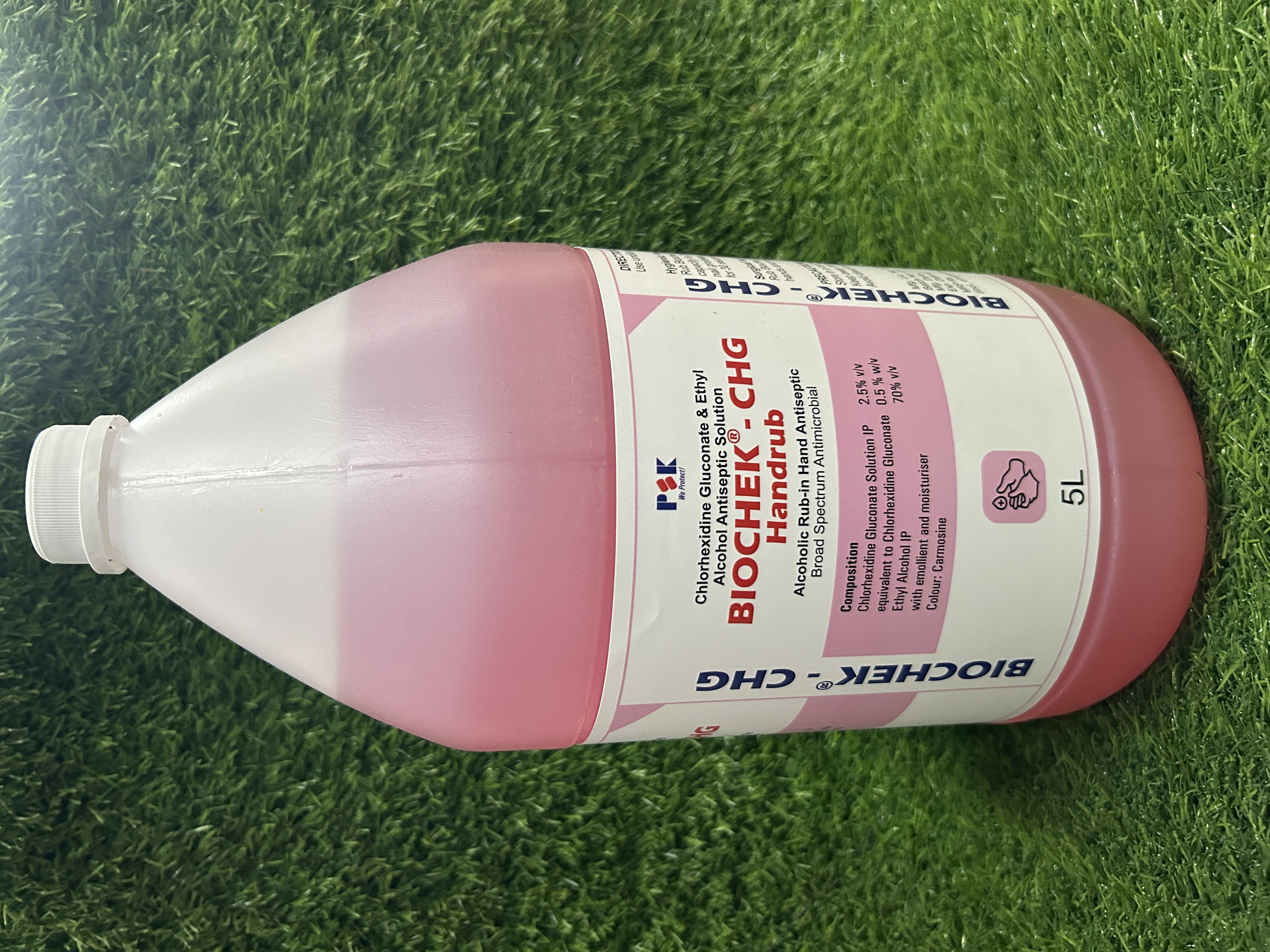 5ltr Psk Hand Rub - Durable Pink Plastic Bottle | Powerful Disinfectant, Gentle On Skin, Non-sticky Formula, 99.9% Germ Protection