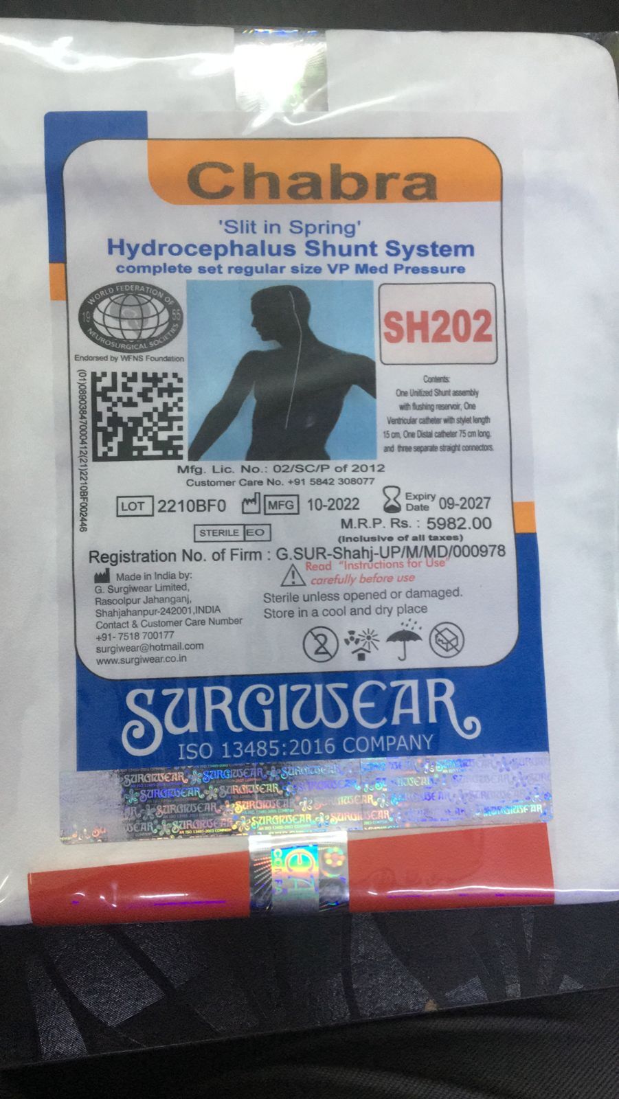 Chabra Hydrocephalus Shunt System - Color: White