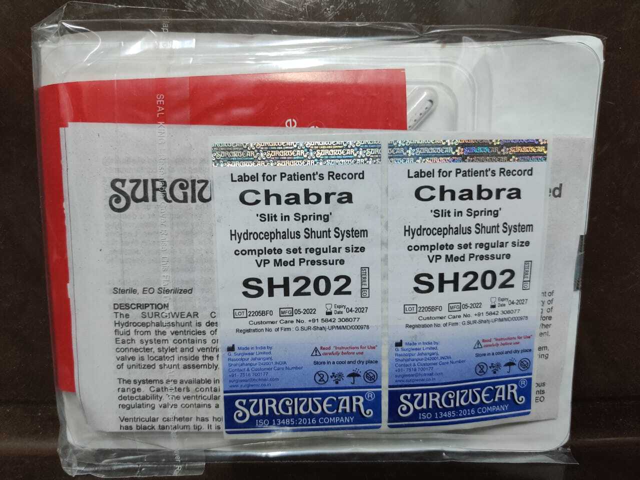 Chabra Hydrocephalus Shunt System - Color: White