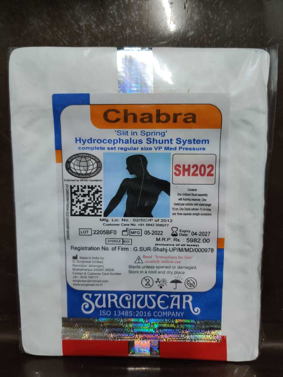 Chabra Hydrocephalus Shunt System - Color: White