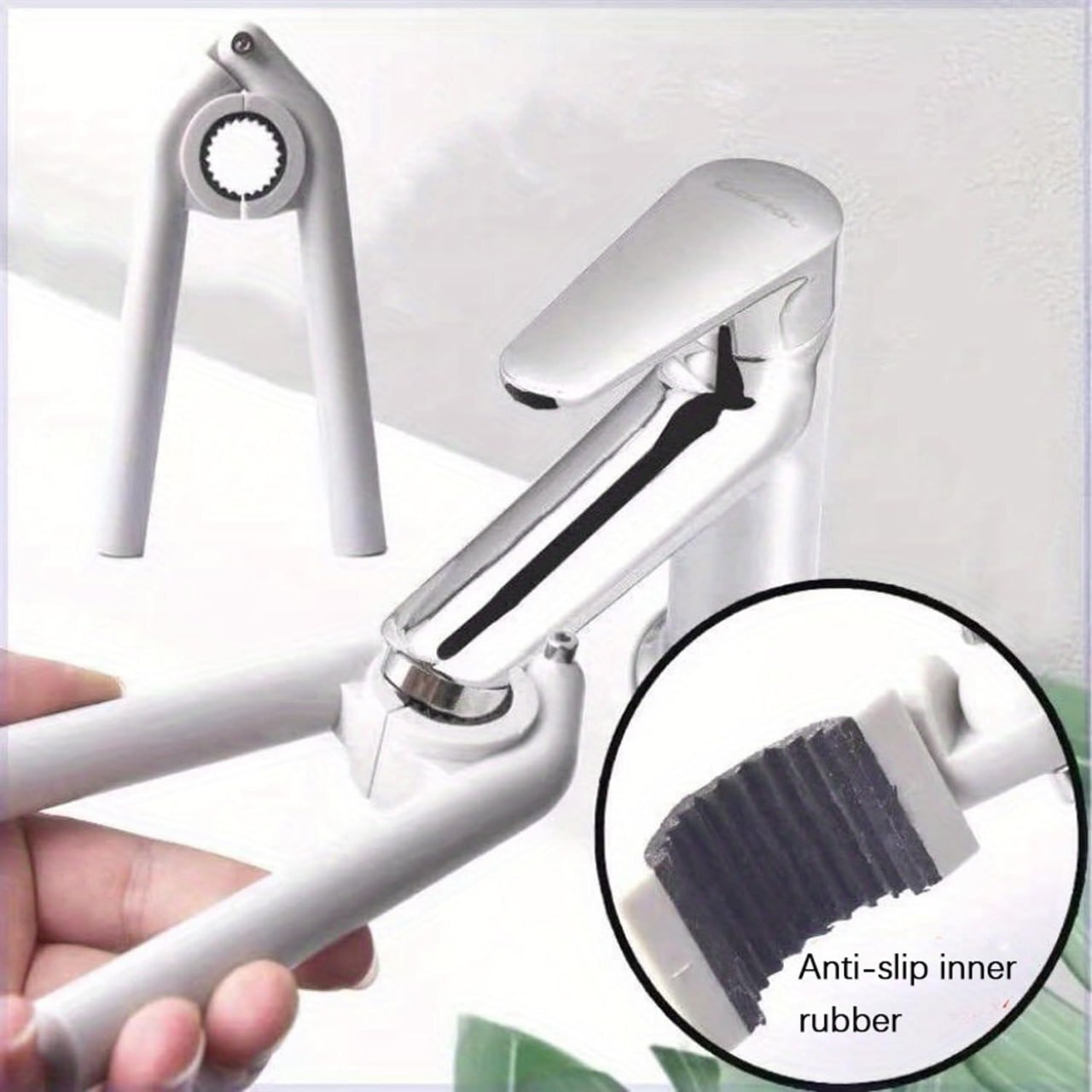 Mitsico Universal Faucet Wrench - Abs Plastic, Time-saving Tool, Enhanced Screw Bite, Anti-slip Rubber Pads, Comfortable Handle