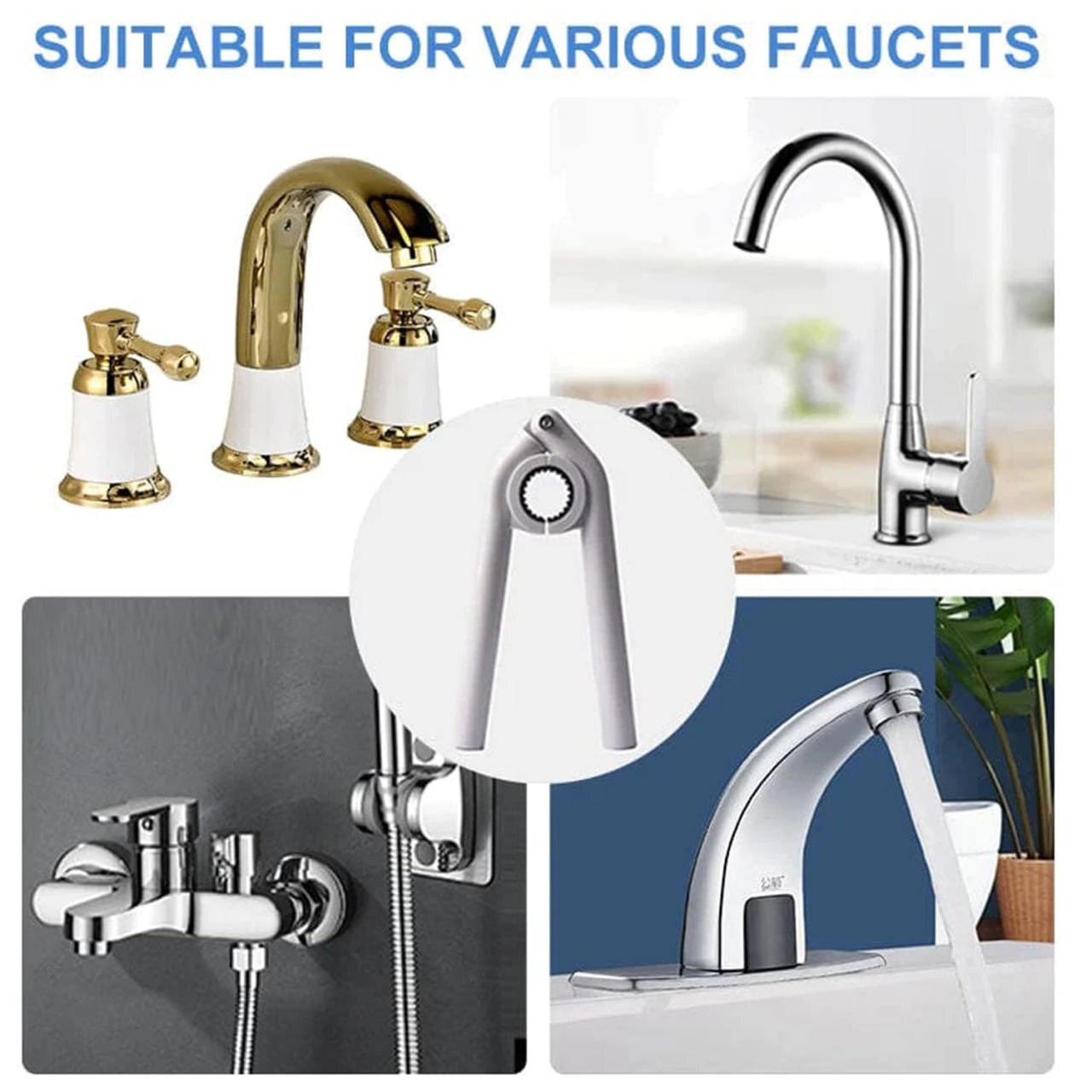 Mitsico Universal Faucet Wrench - Abs Plastic, Time-saving Tool, Enhanced Screw Bite, Anti-slip Rubber Pads, Comfortable Handle