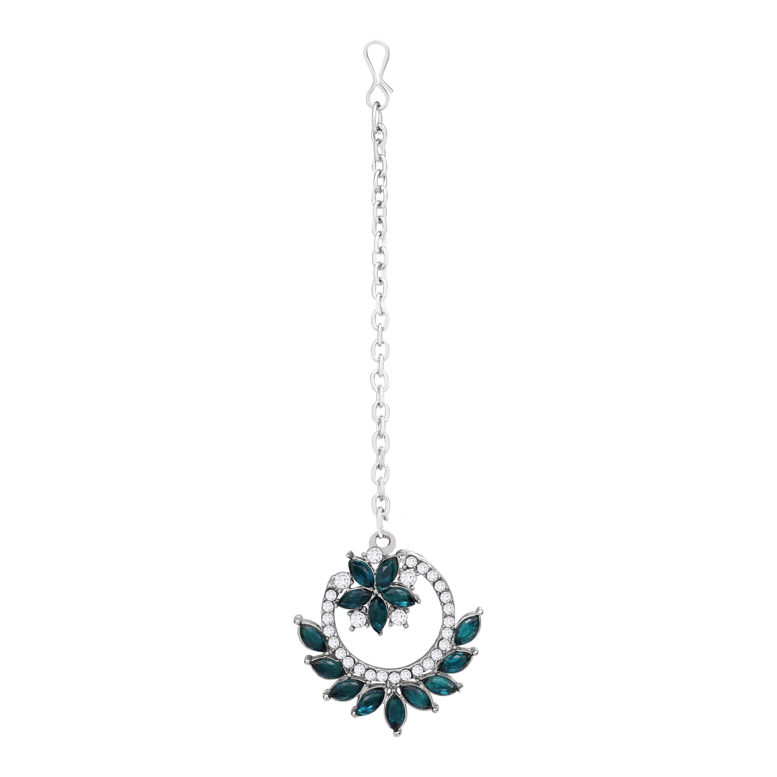 Colorstone Necklace - Alloy, 21.5 Cm Length, Sky Blue | Silver Plated, Adjustable Size, Perfect For Anniversary, Engagement, Party, Wedding