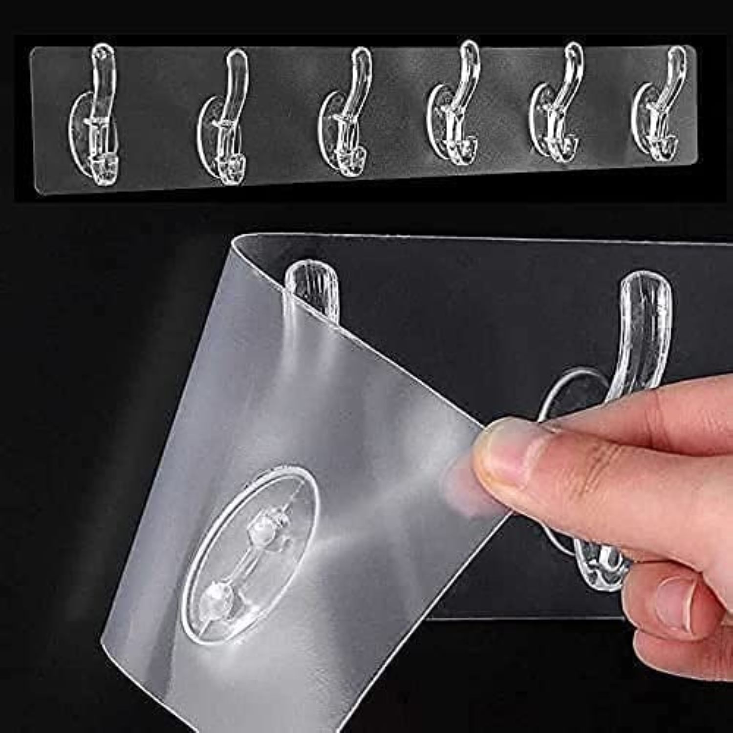 6 Pc Sticker Hook - Plastic, 8x5x2 Cm | Transparent Design, Strong Adhesive, Multi-purpose, No Damage To Walls, Heavy Duty For Indoor/outdoor Use