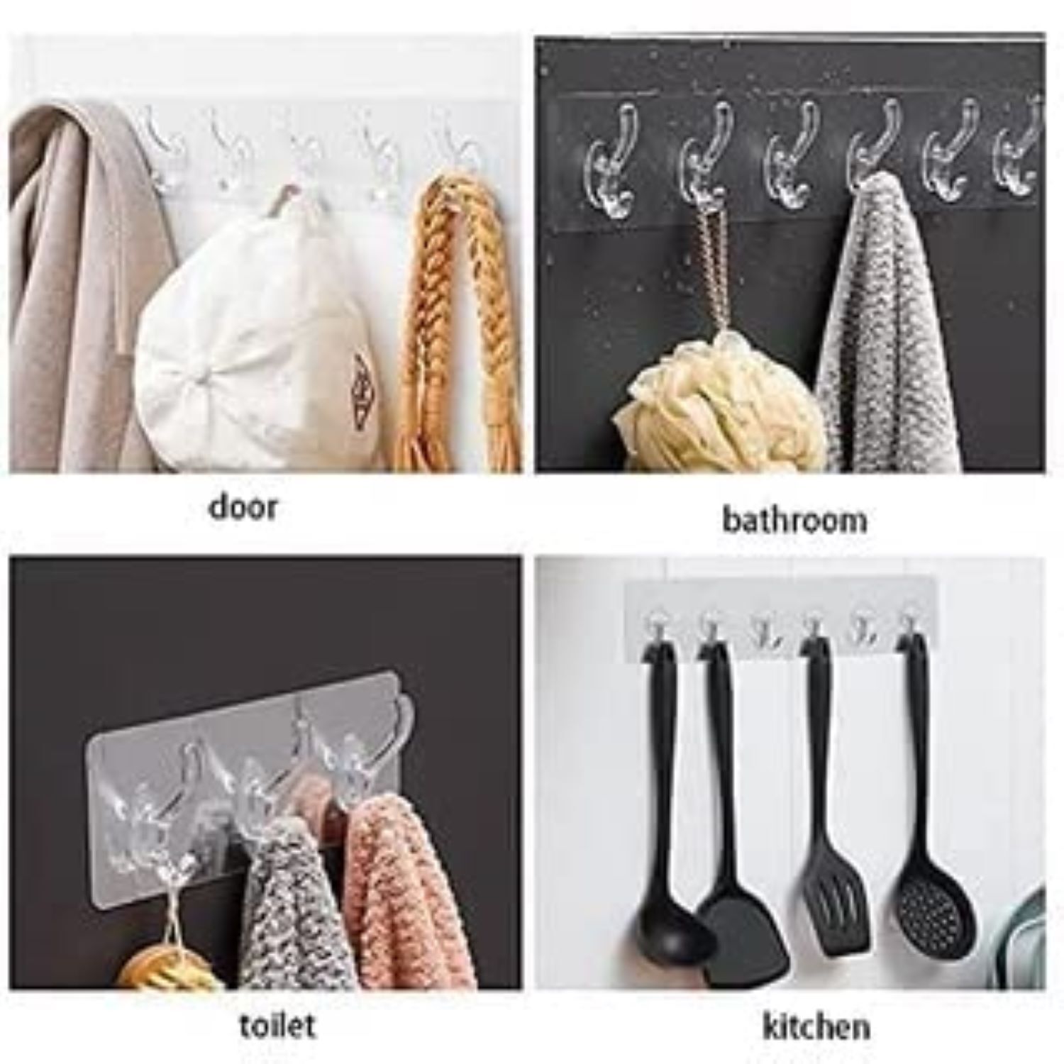 6 Pc Sticker Hook - Plastic, 8x5x2 Cm | Transparent Design, Strong Adhesive, Multi-purpose, No Damage To Walls, Heavy Duty For Indoor/outdoor Use