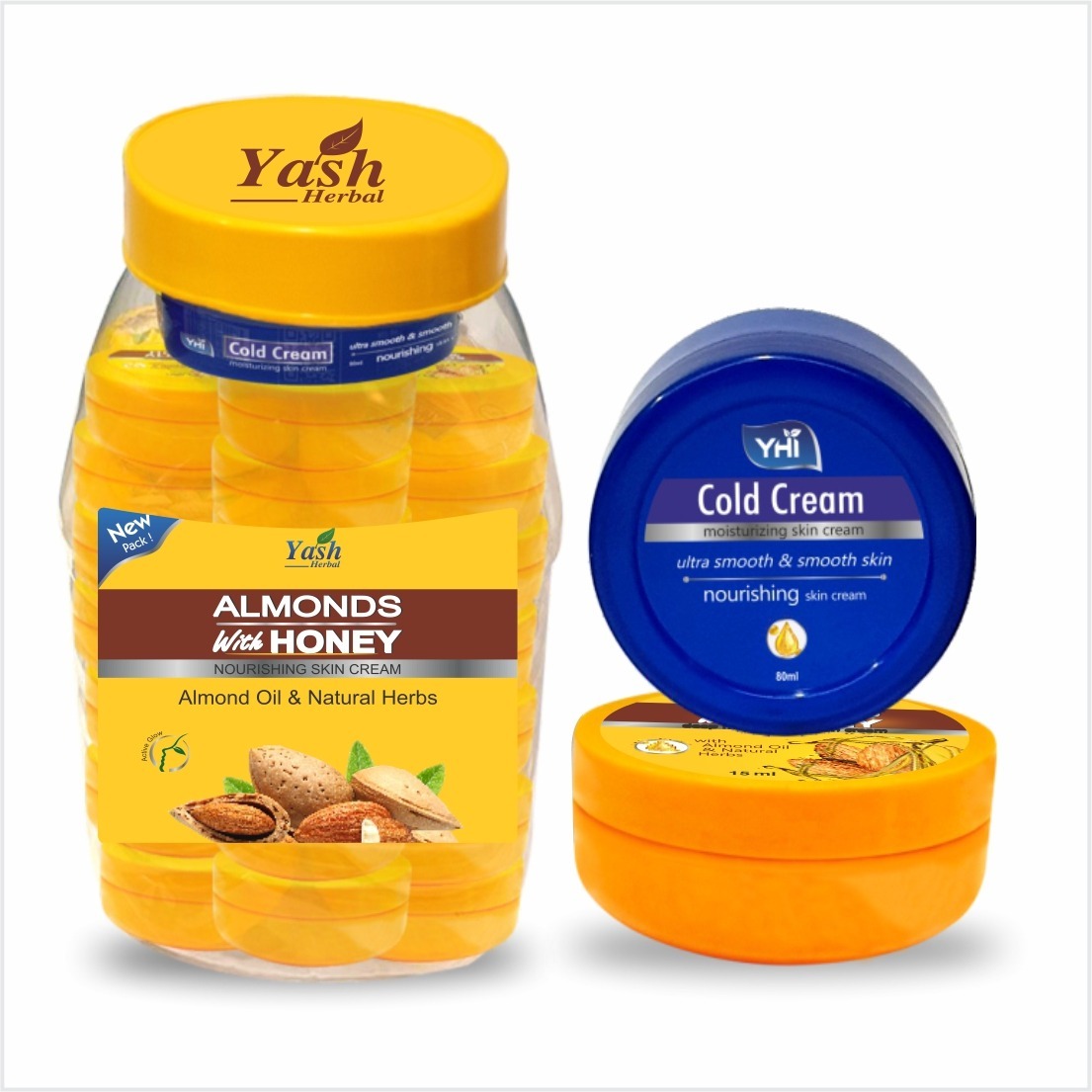 Moisturizer Cream - Almonds & Honey Ingredients, Available In 10ml To 200ml Sizes, Nourishing For All Skin Types, Alcohol Free, Yellow Color