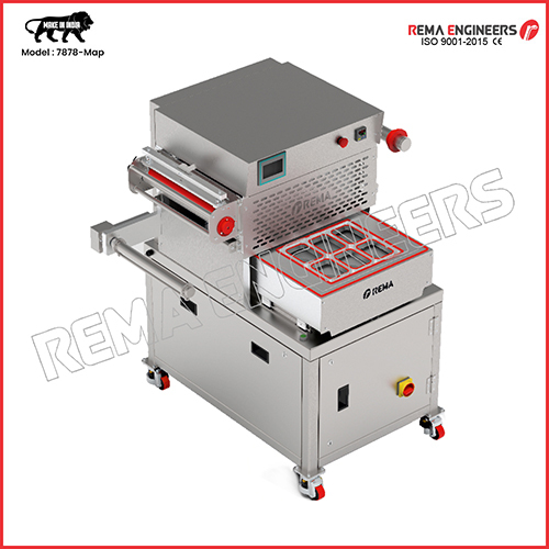 Semi Automatic Map Tray Sealing Machine - Stainless Steel 1300x1200x1350 mm, Silver Color, 220-440 V Electric, 5 Kw, 550 Kg Weight, PLC Touch Screen Control