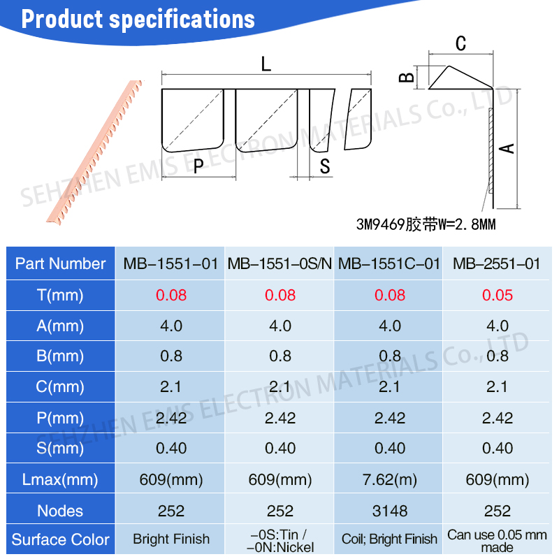 Right Angled Serrated Becu Spring - Color: Bright Finish
