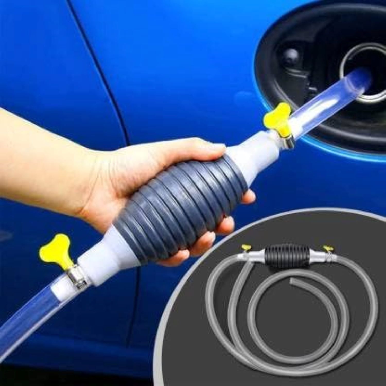 Siphon Hand Fuel Pump - High-quality Rubber, 20x18x8 Cm | Lightweight, Portable, Ideal For Gasoline And Oil Transfer
