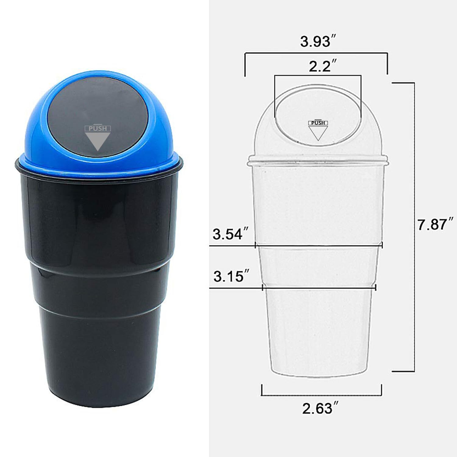 Car Trash Bin - Abs Plastic, 15x10x5 Cm | Removable Cover, Multi-purpose Trash & Storage Solution, Easy Clean Design