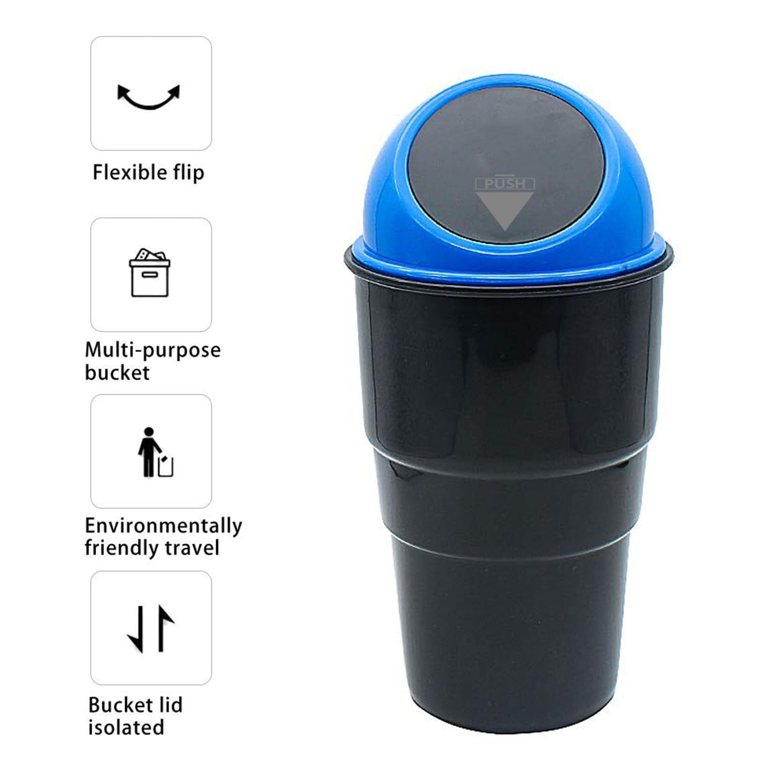 Car Trash Bin - Abs Plastic, 15x10x5 Cm | Removable Cover, Multi-purpose Trash & Storage Solution, Easy Clean Design