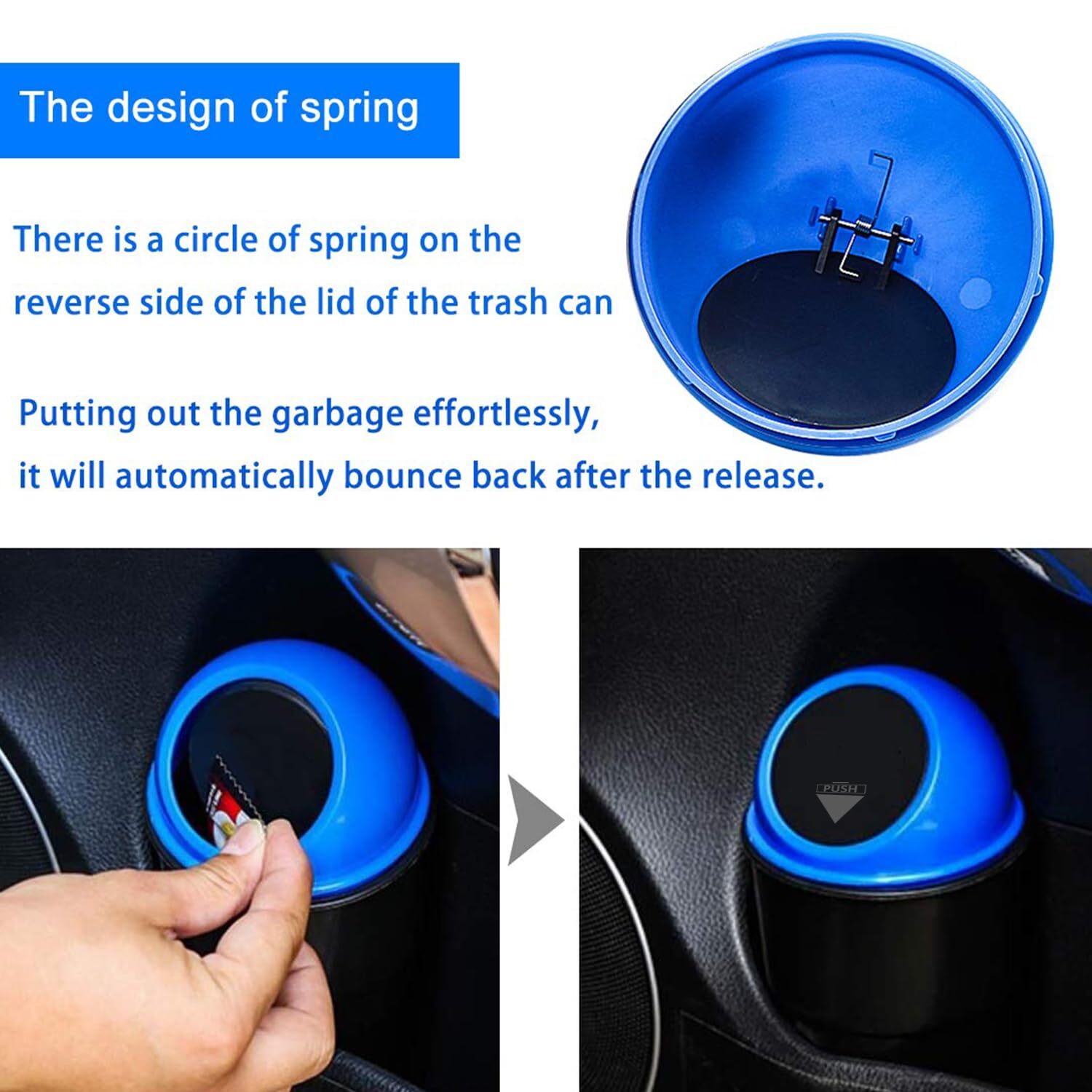 Car Trash Bin - Abs Plastic, 15x10x5 Cm | Removable Cover, Multi-purpose Trash & Storage Solution, Easy Clean Design