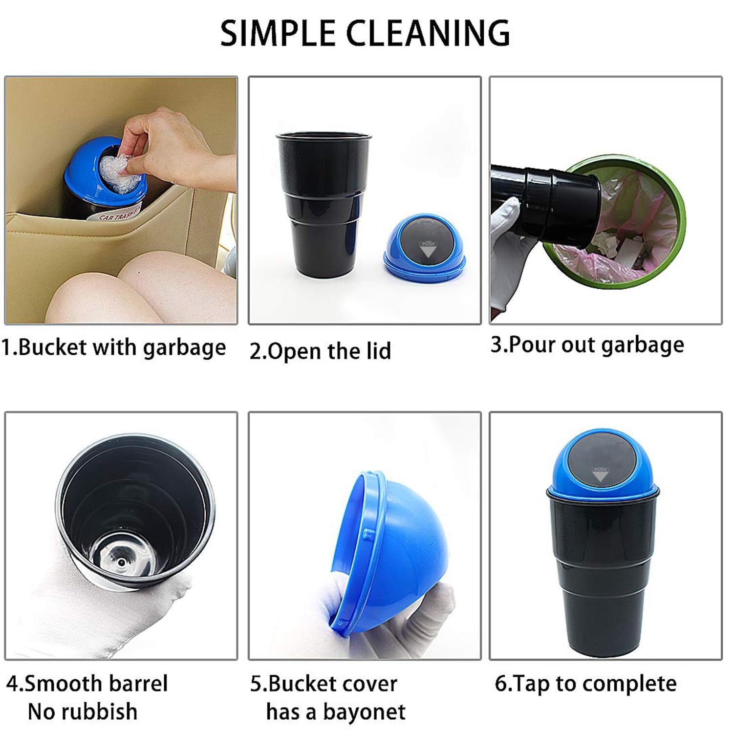 Car Trash Bin - Abs Plastic, 15x10x5 Cm | Removable Cover, Multi-purpose Trash & Storage Solution, Easy Clean Design