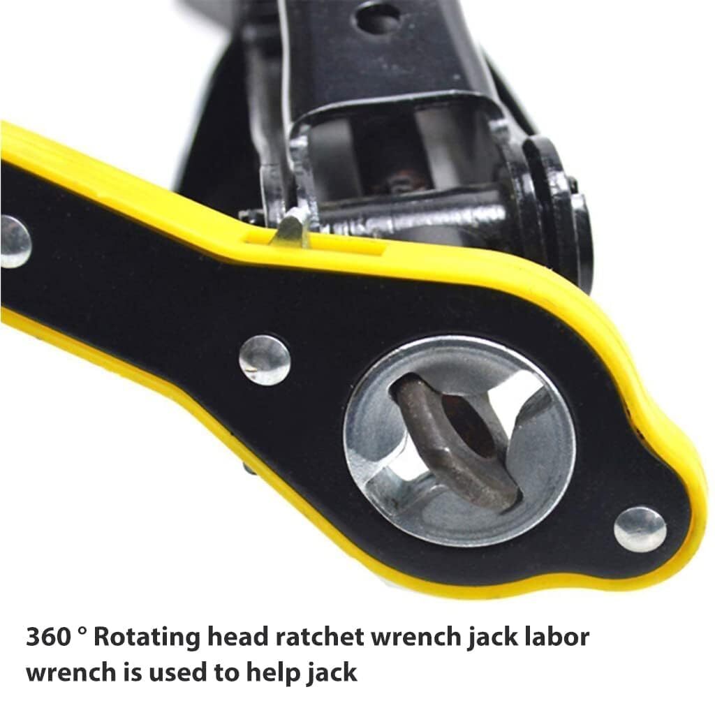 Jack Wrench - Stainless Steel, 360â° Rotating Head, 0.6cm Thick Handle, Labor-saving Design For Scissor Jack Tire Changes And Small Vehicle Emergency Repair