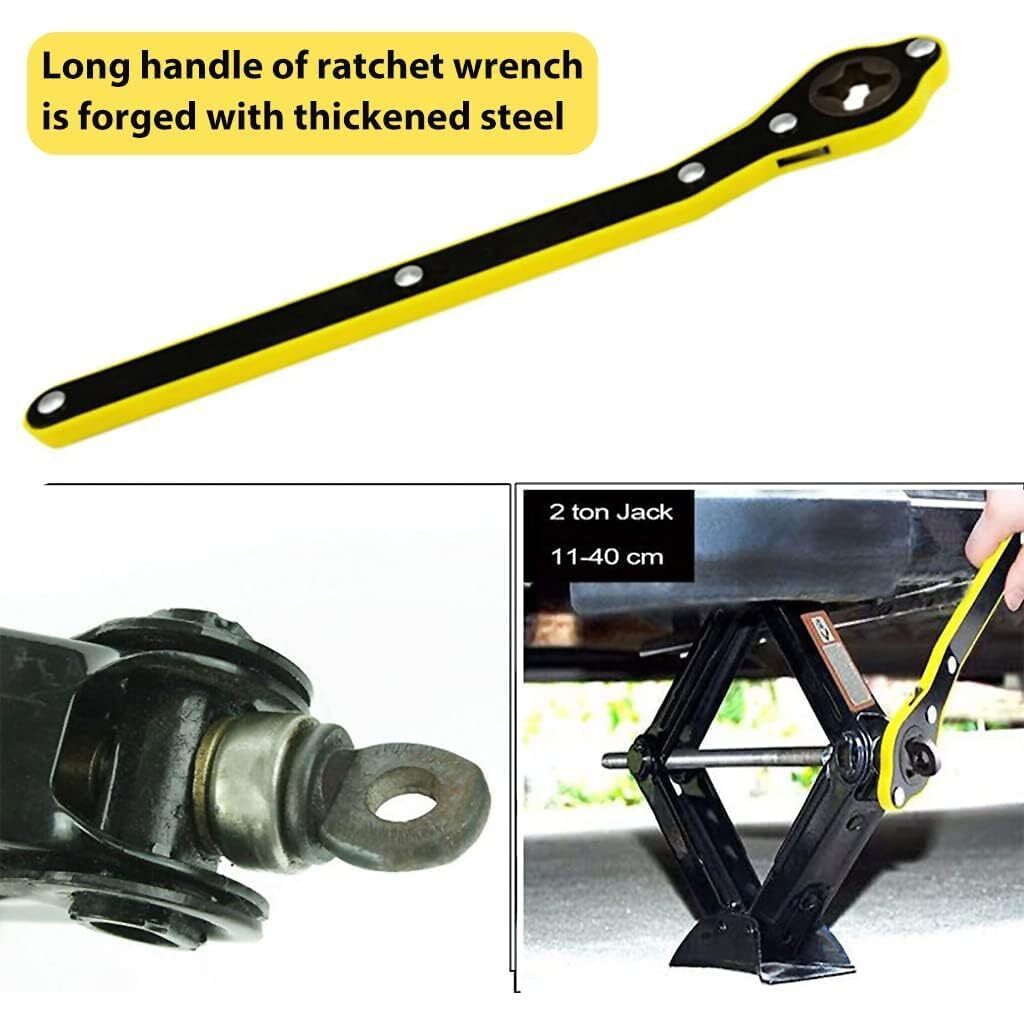 Jack Wrench - Stainless Steel, 360â° Rotating Head, 0.6cm Thick Handle, Labor-saving Design For Scissor Jack Tire Changes And Small Vehicle Emergency Repair