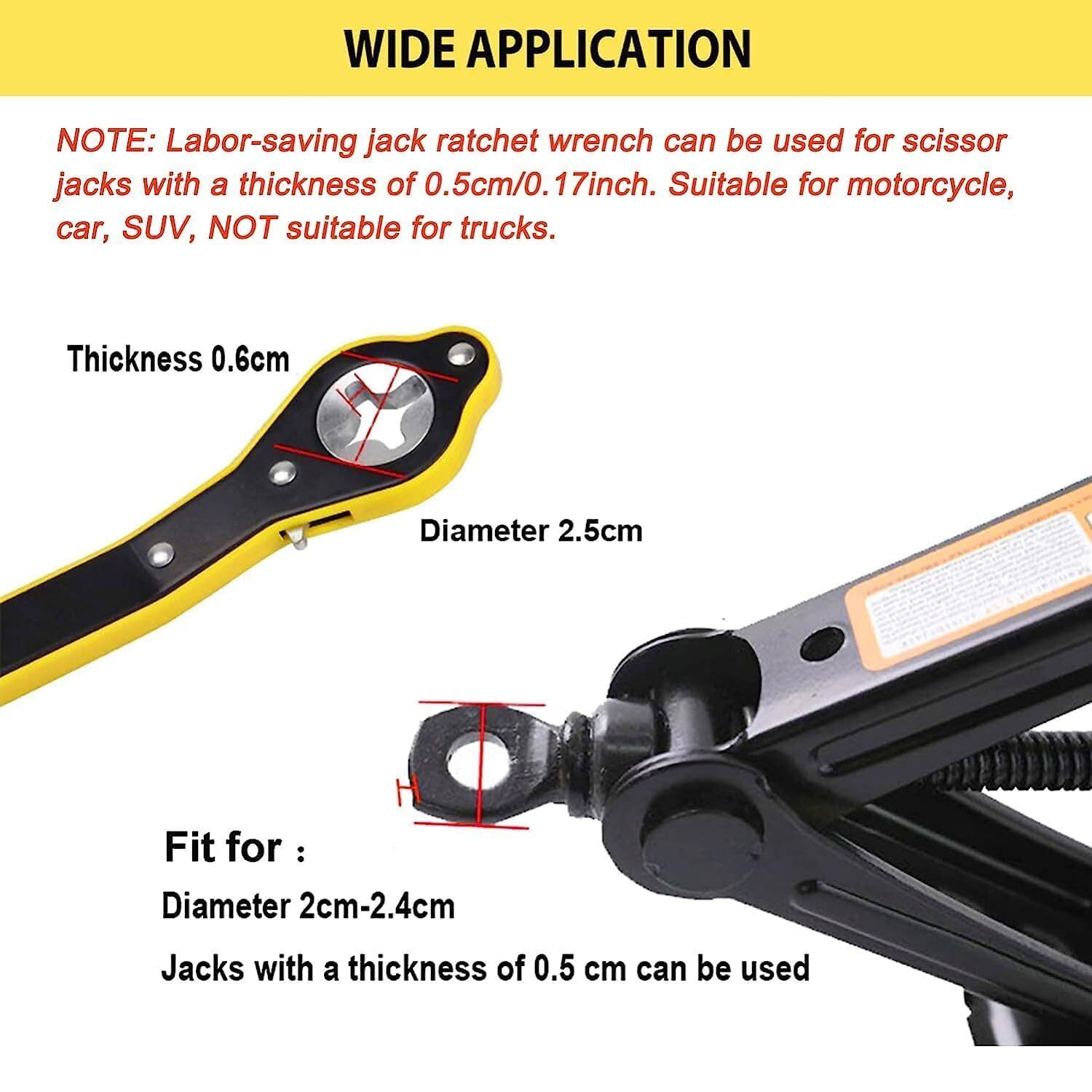 Jack Wrench - Stainless Steel, 360â° Rotating Head, 0.6cm Thick Handle, Labor-saving Design For Scissor Jack Tire Changes And Small Vehicle Emergency Repair