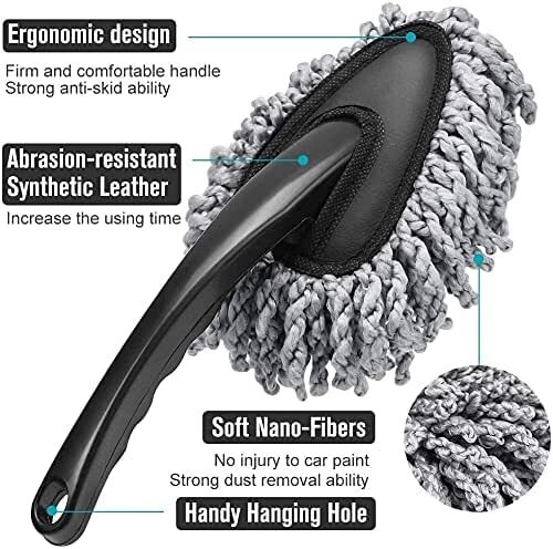 Small Car Duster - Microfiber, 10x8x5 Cm | Soft, Scratch-free, Lint-free, Removable Head, Strong Dust Adsorption For Interior & Household Cleaning