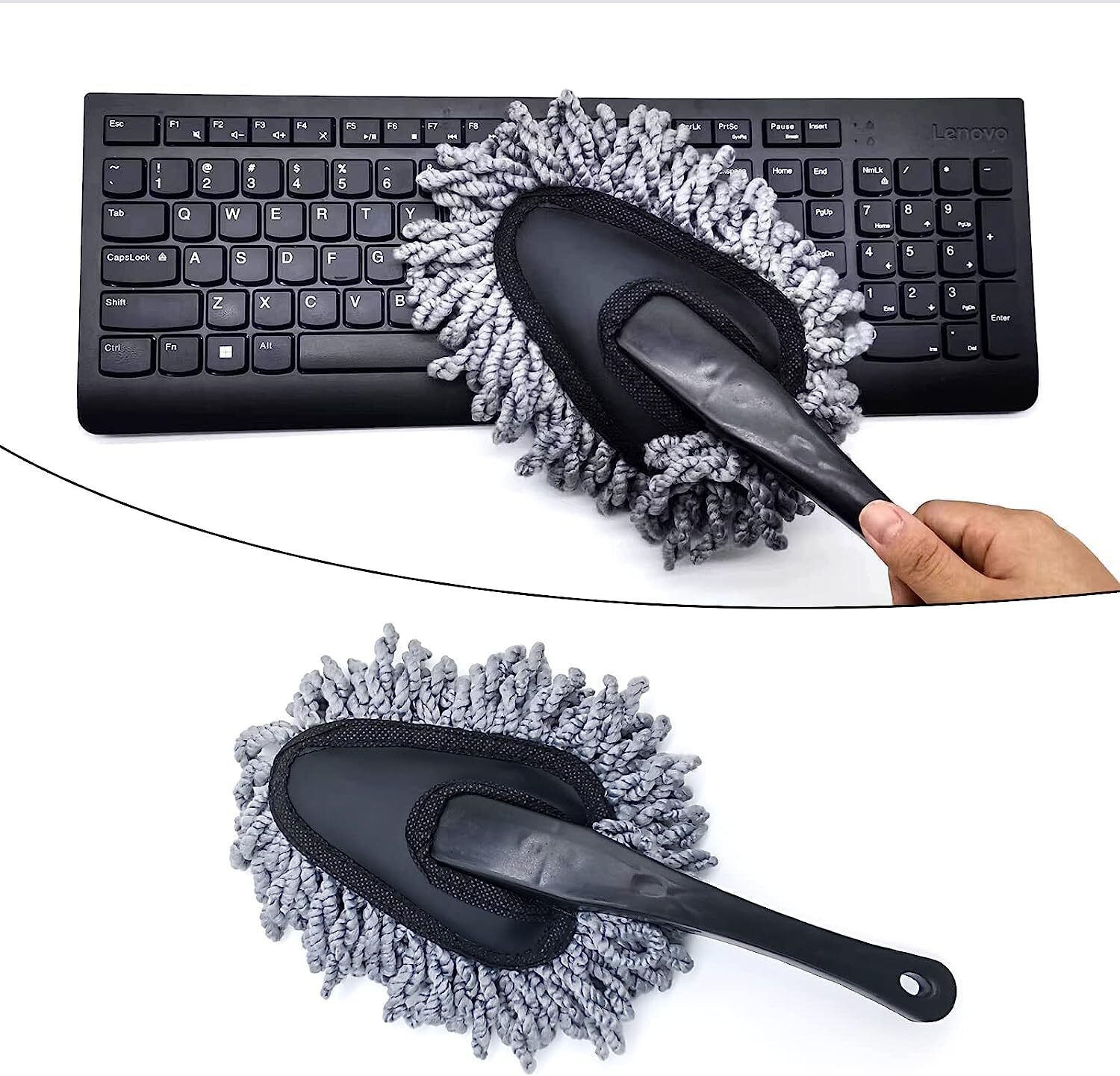 Small Car Duster - Microfiber, 10x8x5 Cm | Soft, Scratch-free, Lint-free, Removable Head, Strong Dust Adsorption For Interior & Household Cleaning