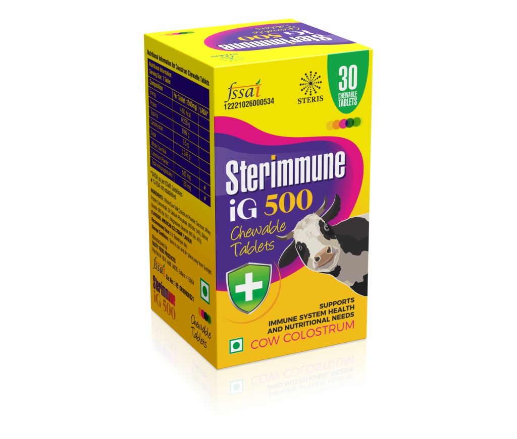 इम्युनो गाय का कोलॉस्ट्रम (500mg) मोनो कार्टूम पेट बोतल