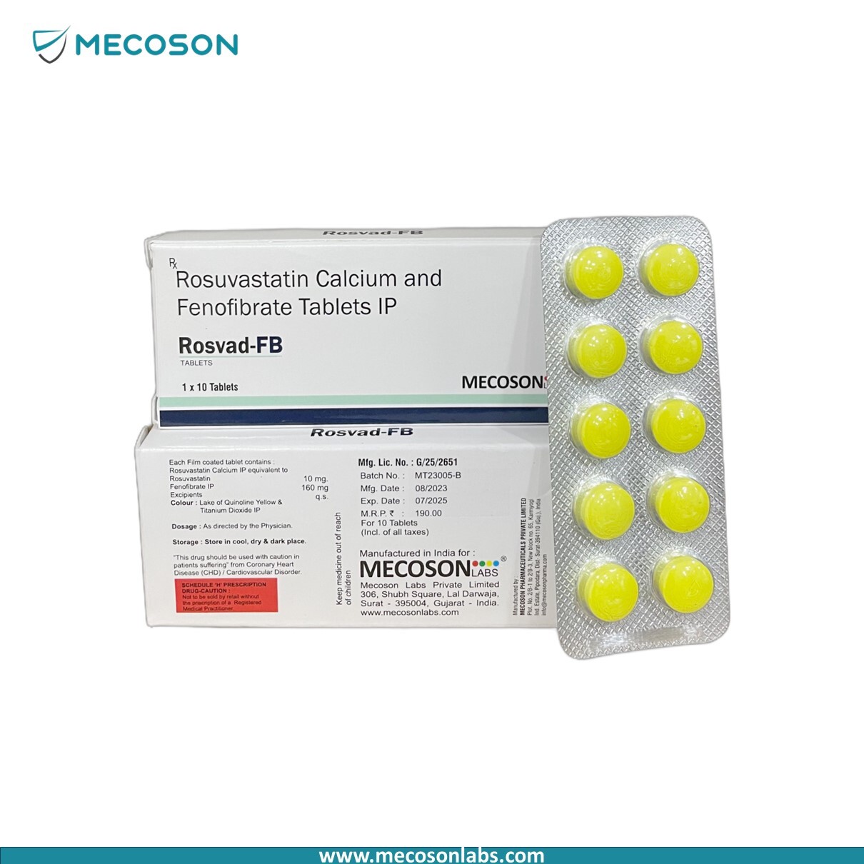 Rosuvastatin 10mg + Fenofibrate 160mg Tab - Feature: Medicines That Provides Better Control Over High Cholesterol And Triglyceride Levels. It Decreases The Risk Of Heart Diseases And Helps Prevent Strokes And Heart Attacks.