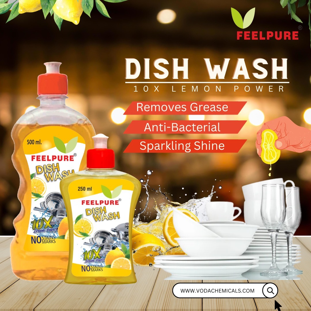 Dishwash Gel 500ml - Plastic | Lemon Juice & Neem Extract, Removes 99.9% Stains & Odors, Leaves No Residue, For Sparkling Clean Utensils