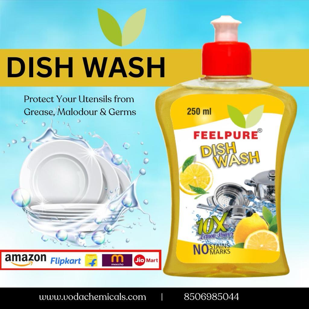 Dishwash Gel 500ml - Plastic | Lemon Juice & Neem Extract, Removes 99.9% Stains & Odors, Leaves No Residue, For Sparkling Clean Utensils