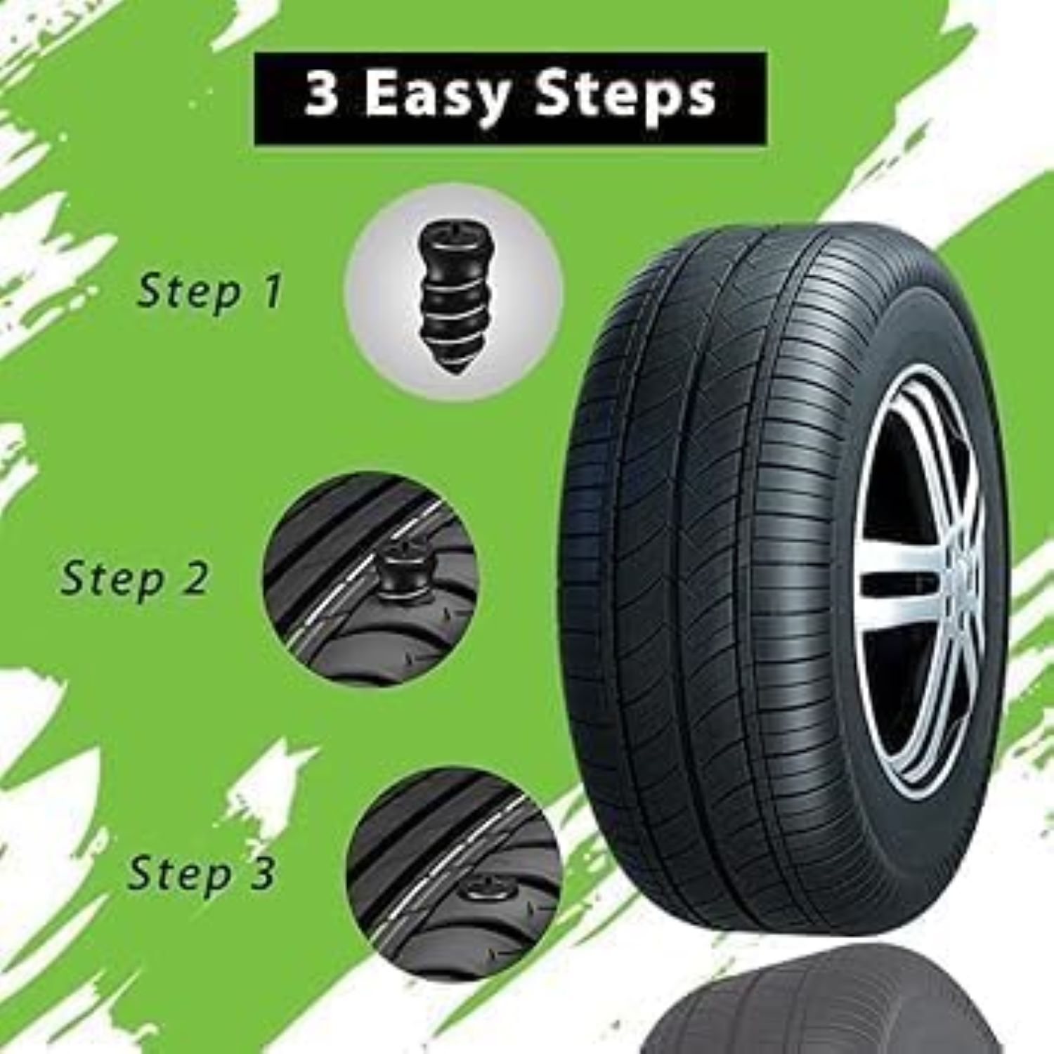 Puncher Screw Vacuum Car Tyre Repair Nail - Rubber & Alloy Steel, Medium Size | Easy Installation, Strong Sealing, Wide Application For Tubeless Vehicles