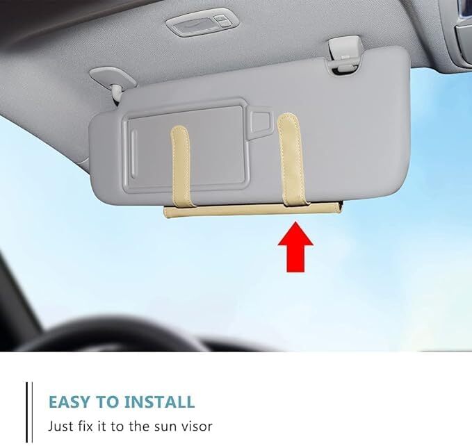 Sun Visor Tissue Holder - Faux Leather, 23x2x14 Cm | Refillable Napkin Holder With Easy Installation, Space-saving Design, Stylish Black Color