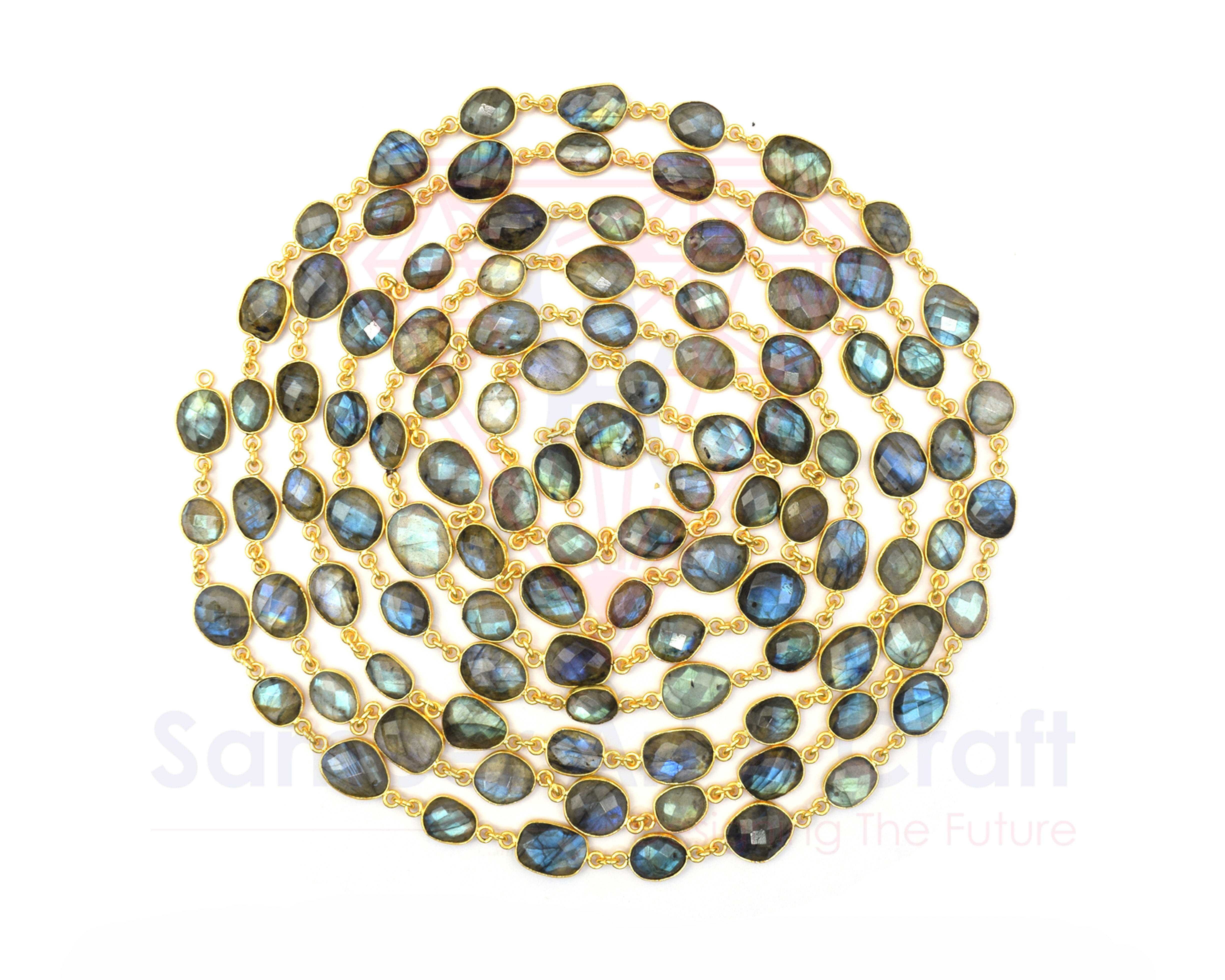 Natural Gemstone With 18k Gold Plated Handmade Bezel Connector Chain - Jewelry Type: Accessories