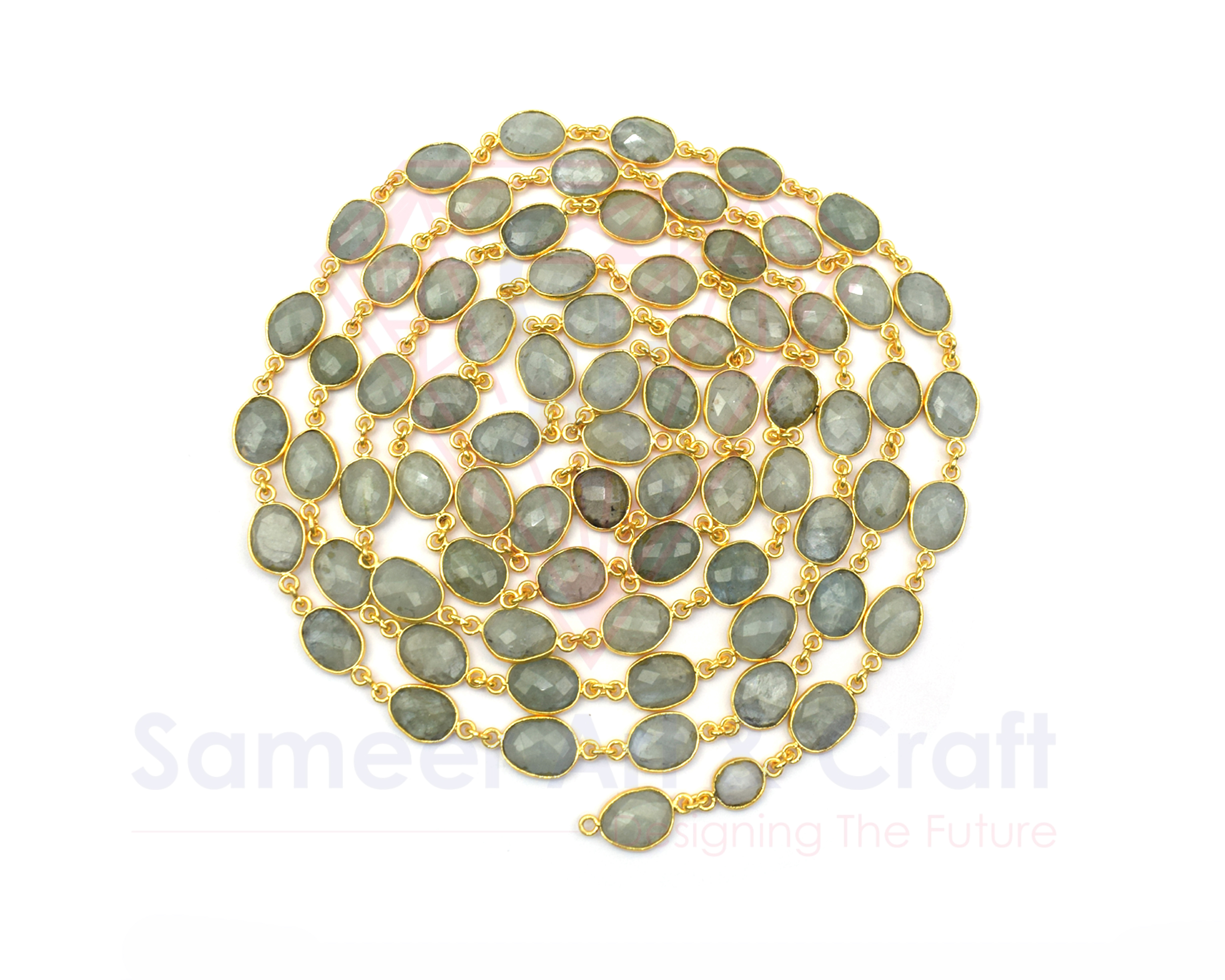 Natural Gemstone With 18k Gold Plated Handmade Bezel Connector Chain - Jewelry Type: Accessories