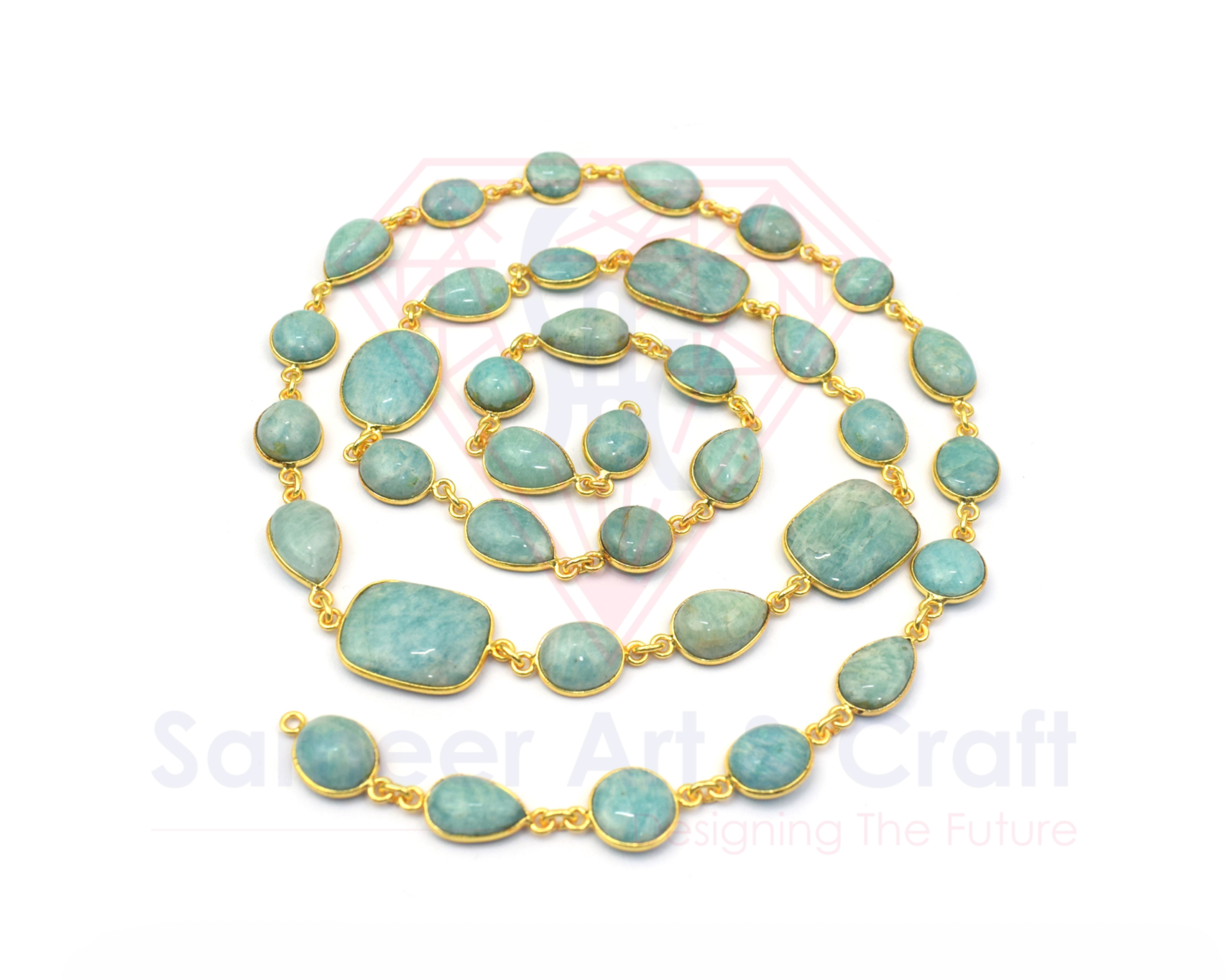 Natural Gemstone With 18k Gold Plated Handmade Bezel Connector Chain - Jewelry Type: Accessories