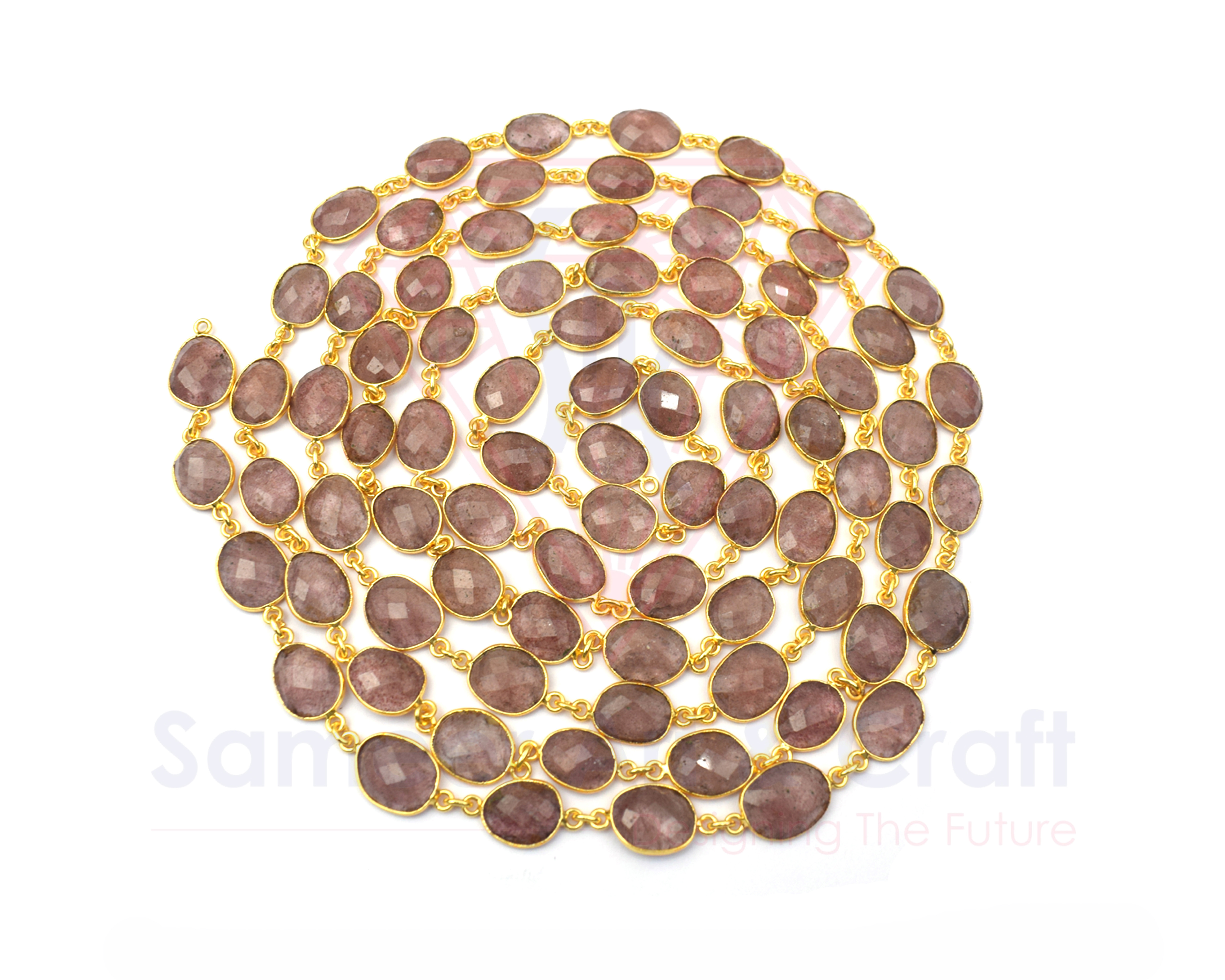 Natural Gemstone With 18k Gold Plated Handmade Bezel Connector Chain - Jewelry Type: Accessories